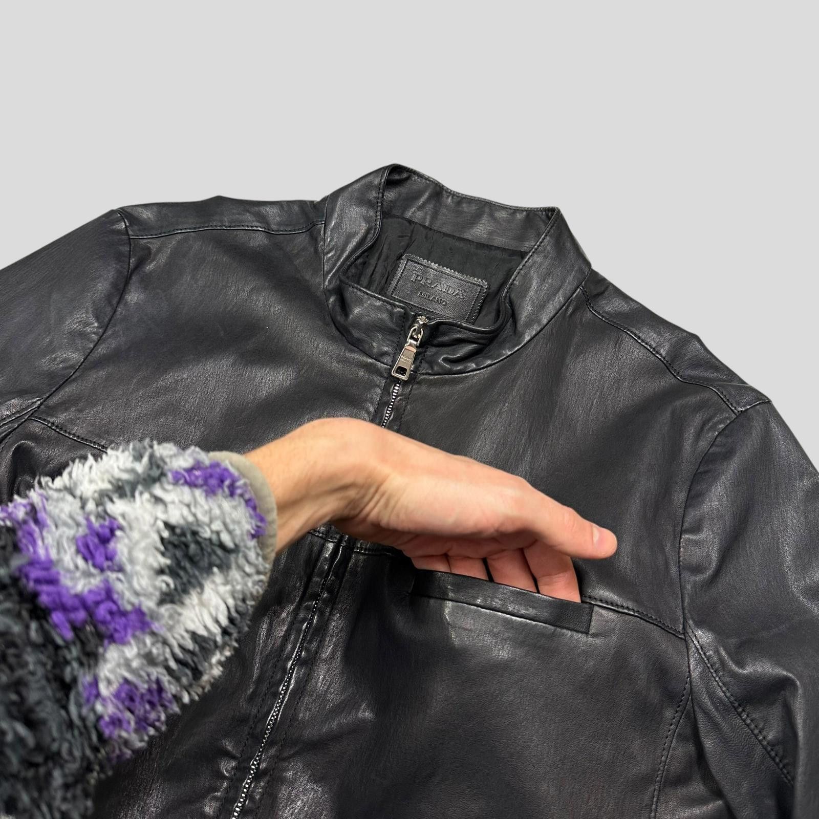 Prada Prada Milano 2013 Lambskin Leather Biker Pocket Jacket - L Size US L / EU 52-54 / 3 - 4 Thumbnail