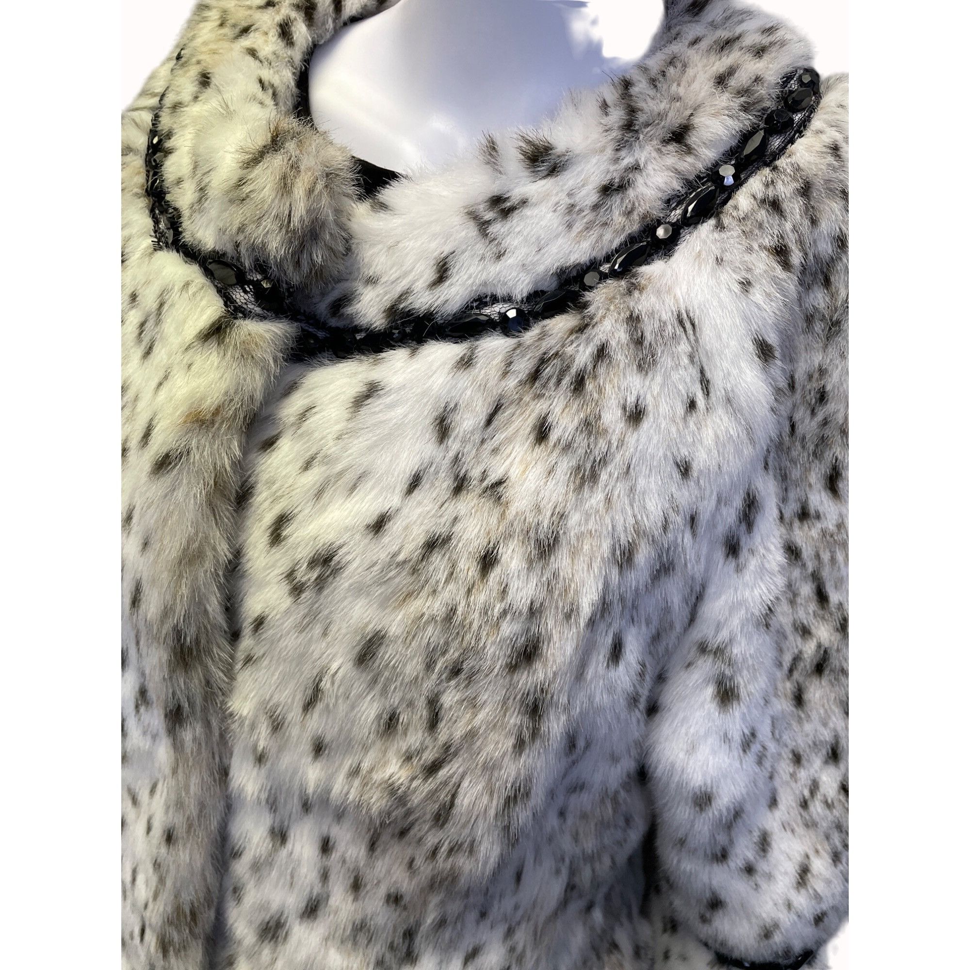 Other Terry Lewis Classic Luxury Faux Fur Coat Women's White Leopa Size S / US 4 / IT 40 - 2 Thumbnail