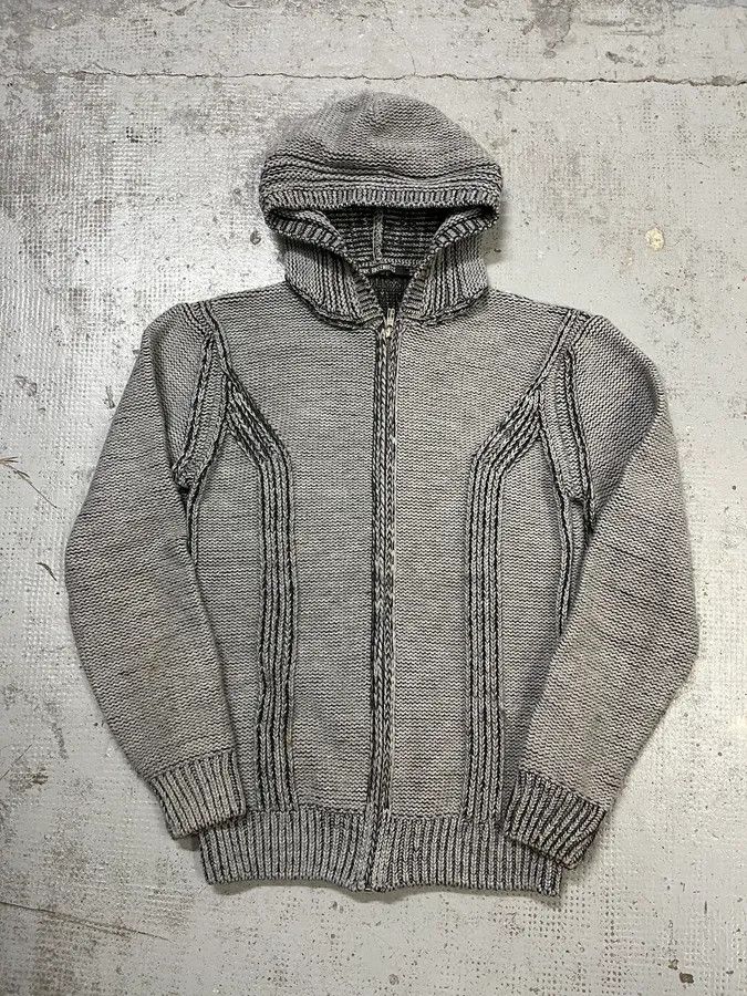 Dirk Bikkembergs 2000s Bikkembergs Knit Grey Zip-Up Hoodie Size US M / EU 48-50 / 2 - 1 Thumbnail