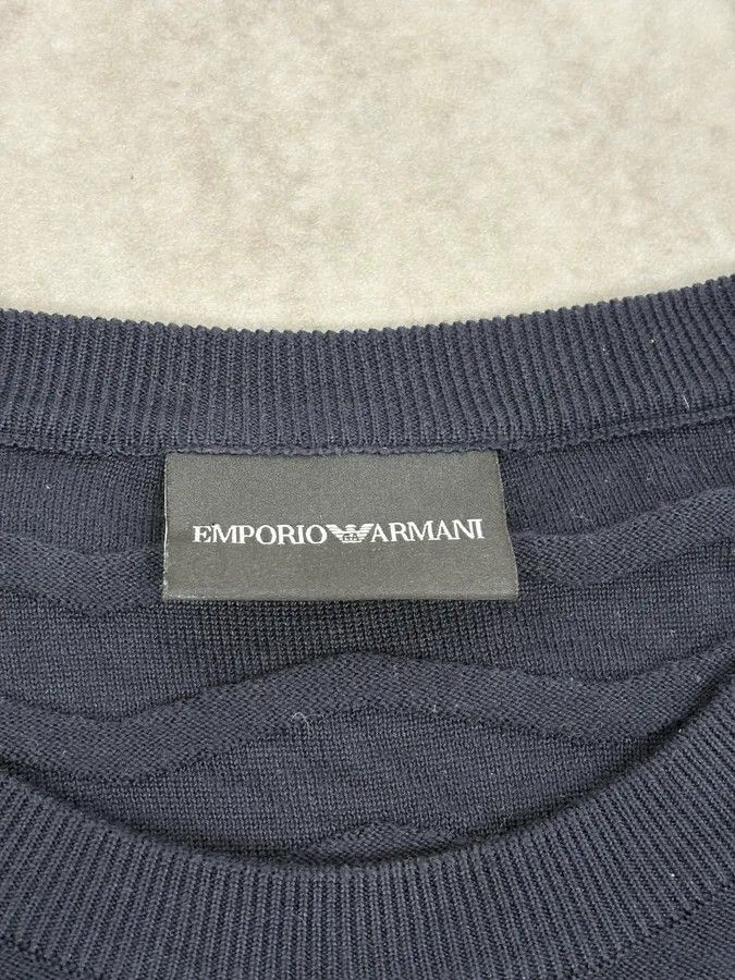 Emporio Armani AW2019 Emporio Armani Navy Zigzag Classy Sweater Size US M / EU 48-50 / 2 - 9 Thumbnail