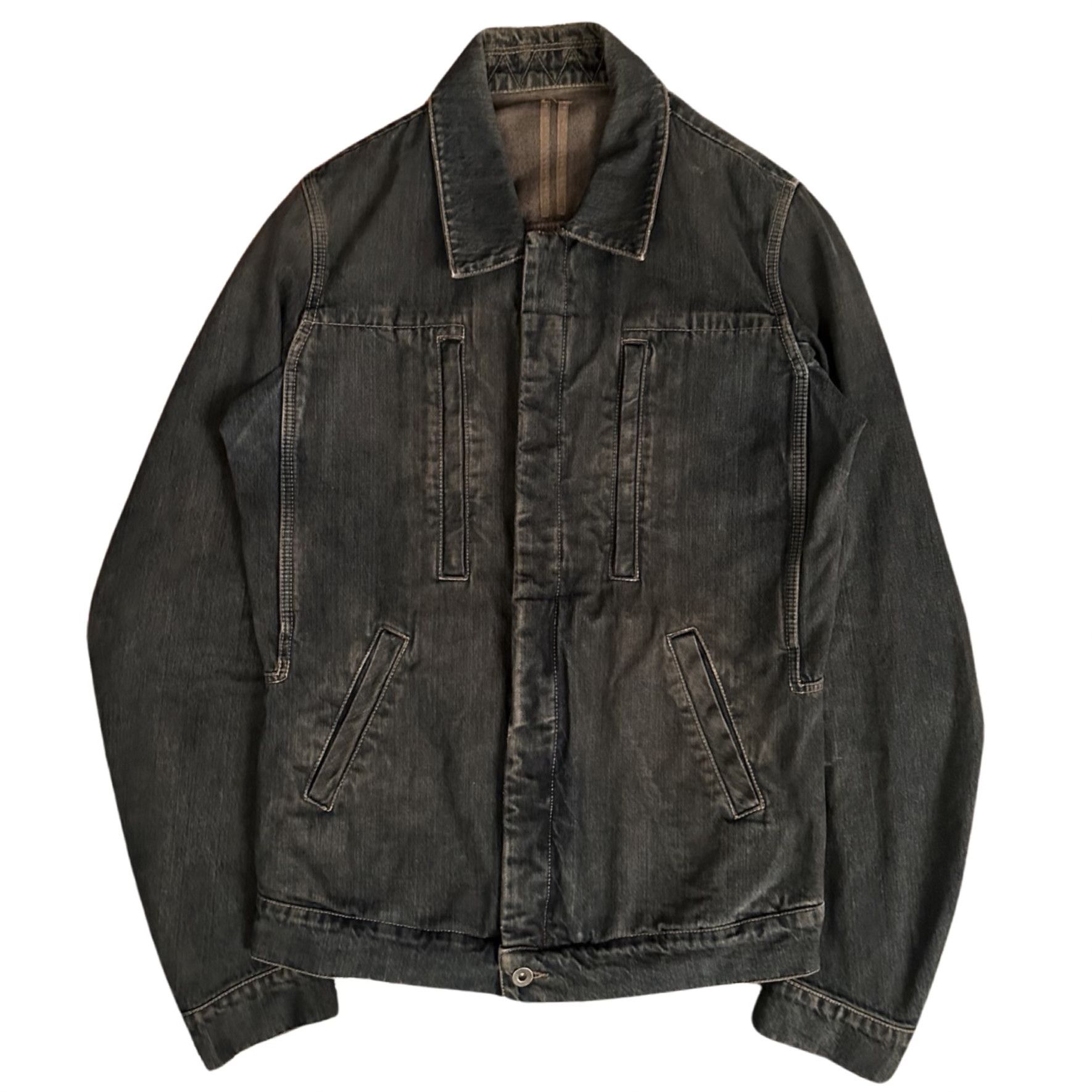 Image of Rick Owens Trucker Denim Jacket in Blue, Men's (Size Small)