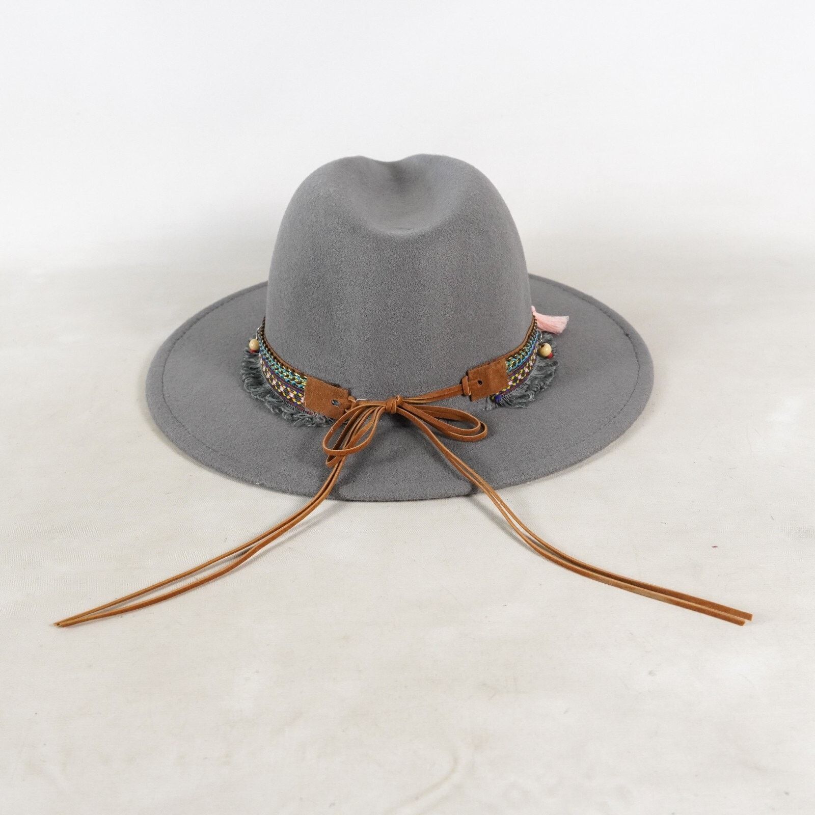 Other Boho Wide Brim Fedora Hat Western Cowboy Bucket Cap Sunhat Size ONE SIZE - 5 Thumbnail
