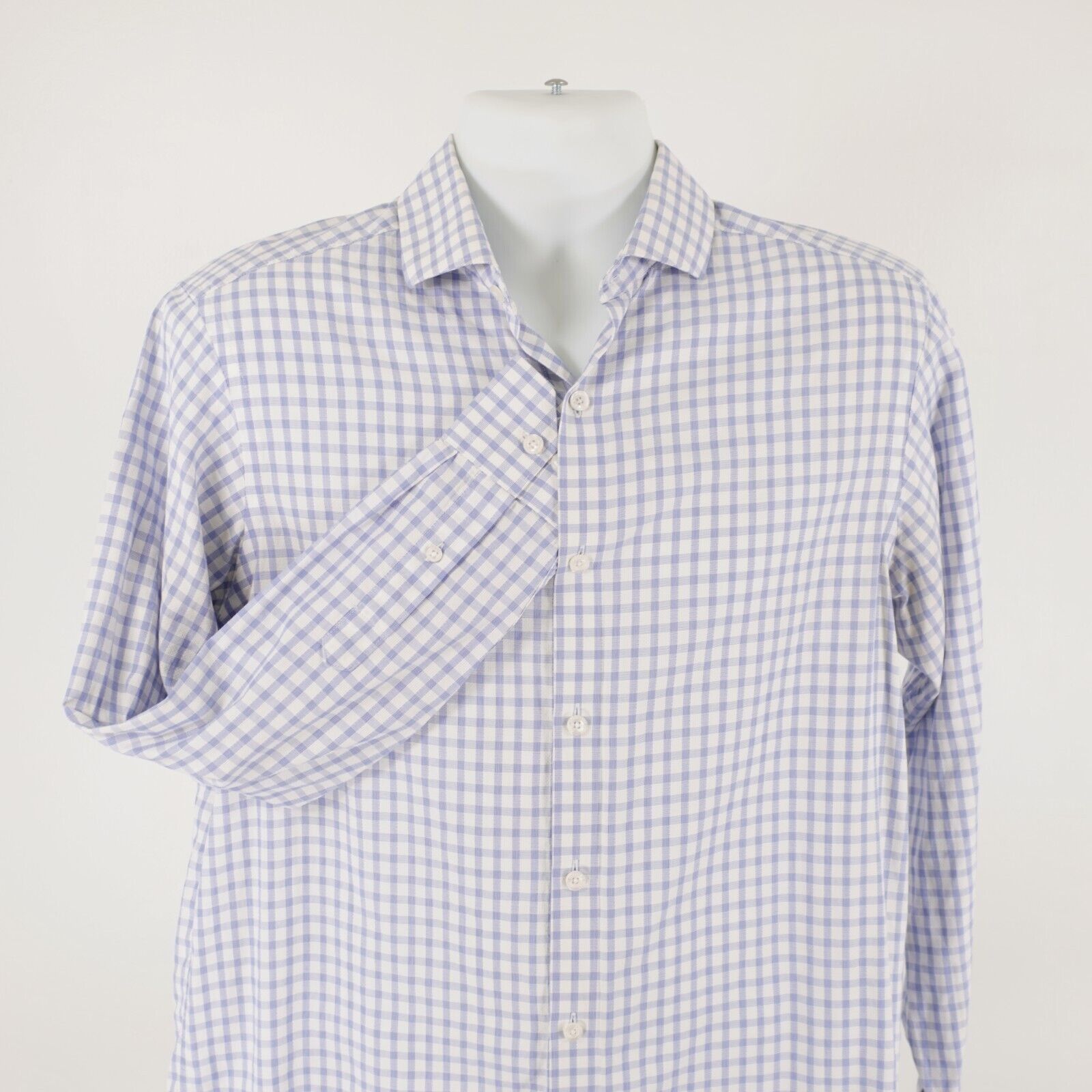 Hart Schaffner Marx Hart Schaffner Marx Blue Purple Check Medium Collared Dress Size US M / EU 48-50 / 2 - 1 Thumbnail