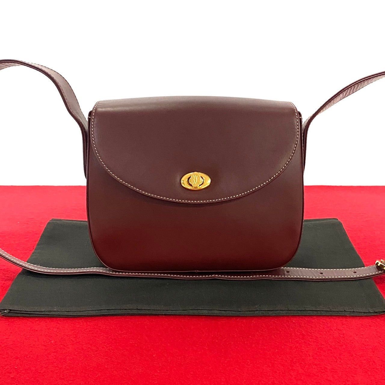 Cartier Shoulder Bag Wine Leather - Main Image