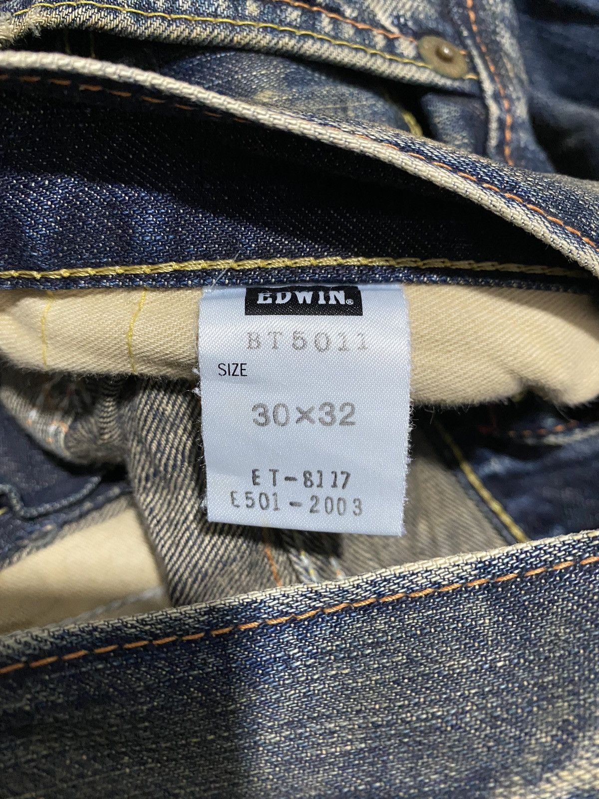 Japanese Brand 🔥Archieve🔥Vintage Edwin 503 Raw Blue Trip Rusty Flare Size US 30 / EU 46 - 7 Thumbnail