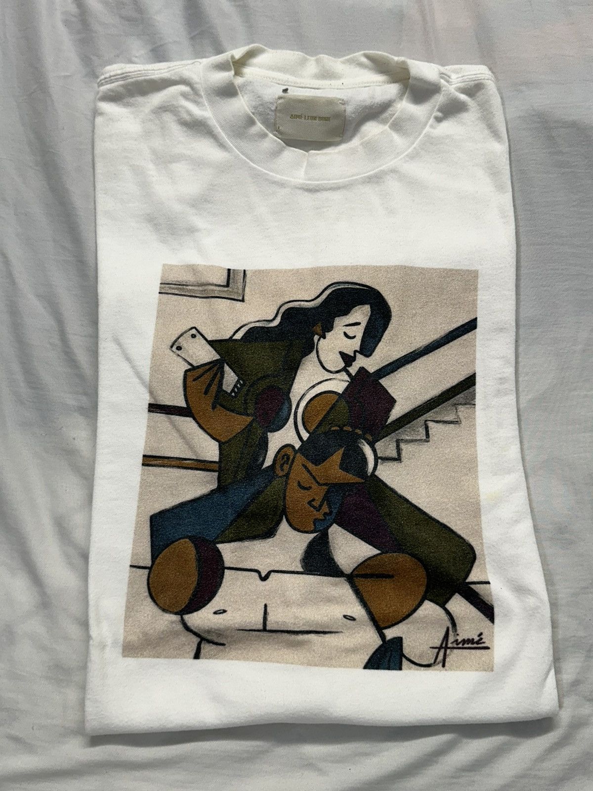 image of Aime Leon Dore Molina Haircut Graphic Tee in White, Men's (Size Large)