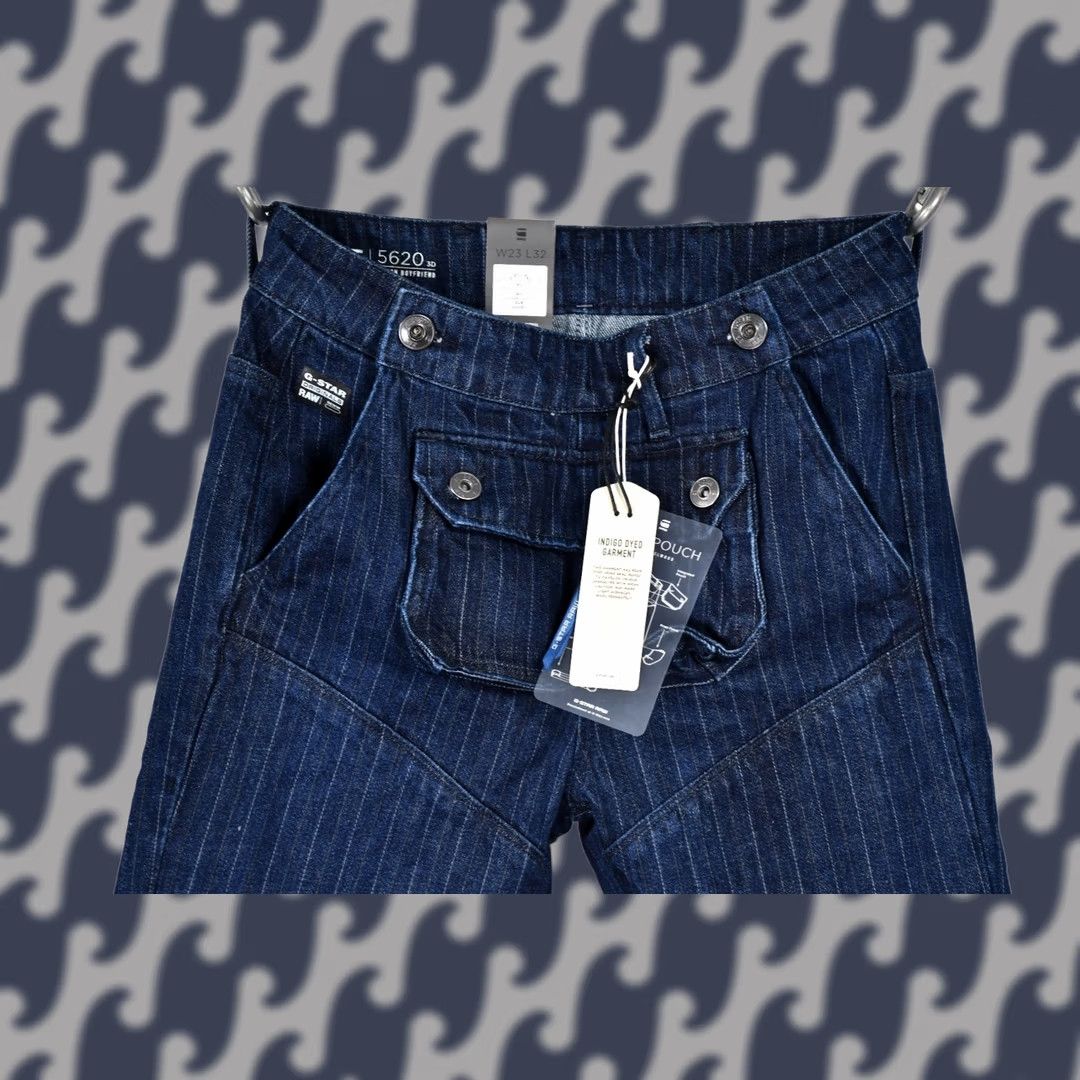 G-Star G-Star 5620 3D POUCH STRIPE DENIM RINSED WOMEN Jeans W23 L32 Boyfriend XS Size 40" / US 18 - 1 Thumbnail