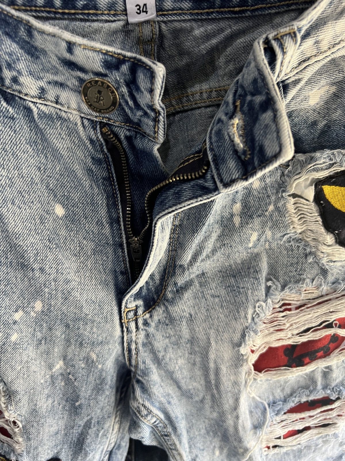 Reason 🔥Reason Patches Cropped Distressed Denim Size US 32 / EU 48 - 9 Thumbnail