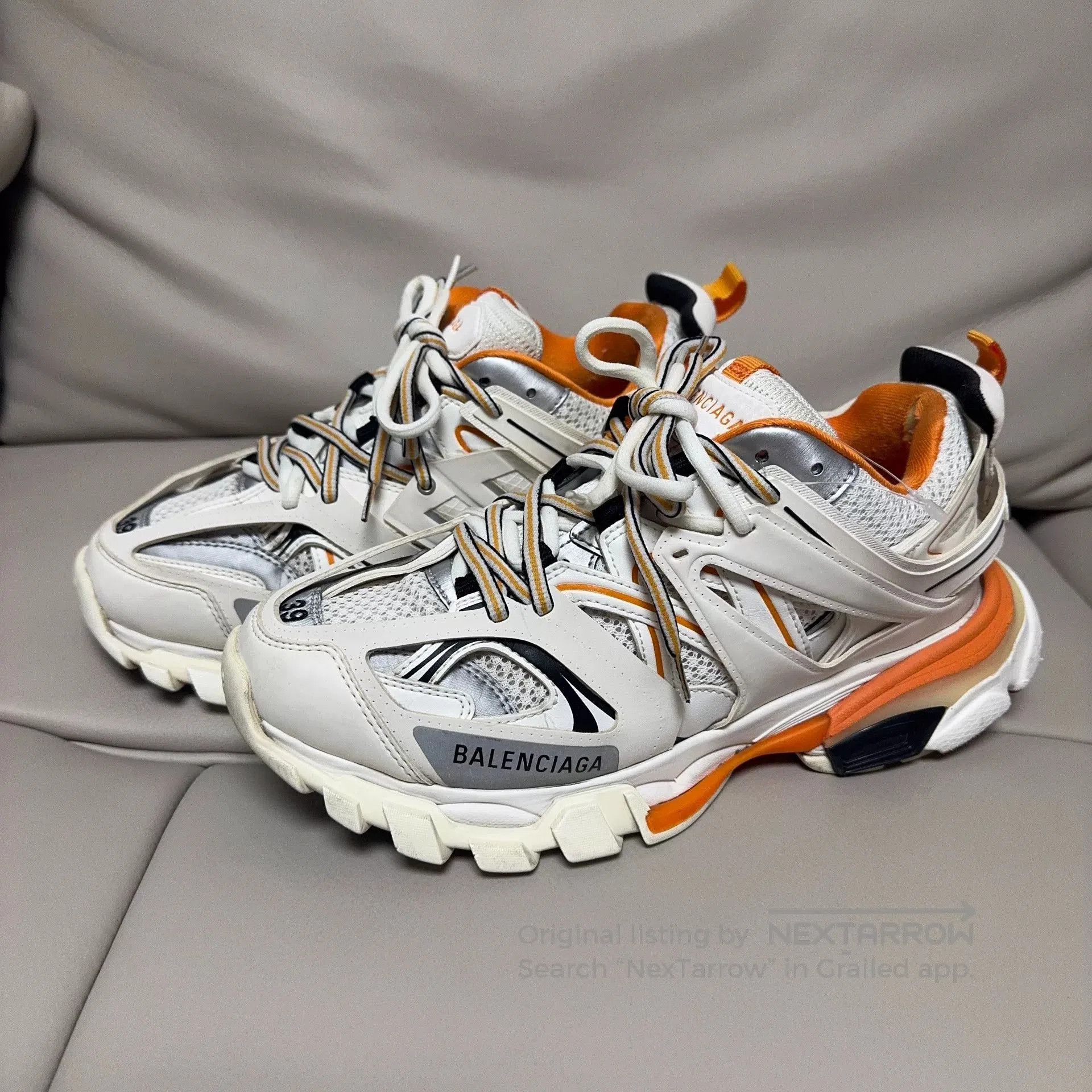 balenciaga track 3.0 sneakers white orange.