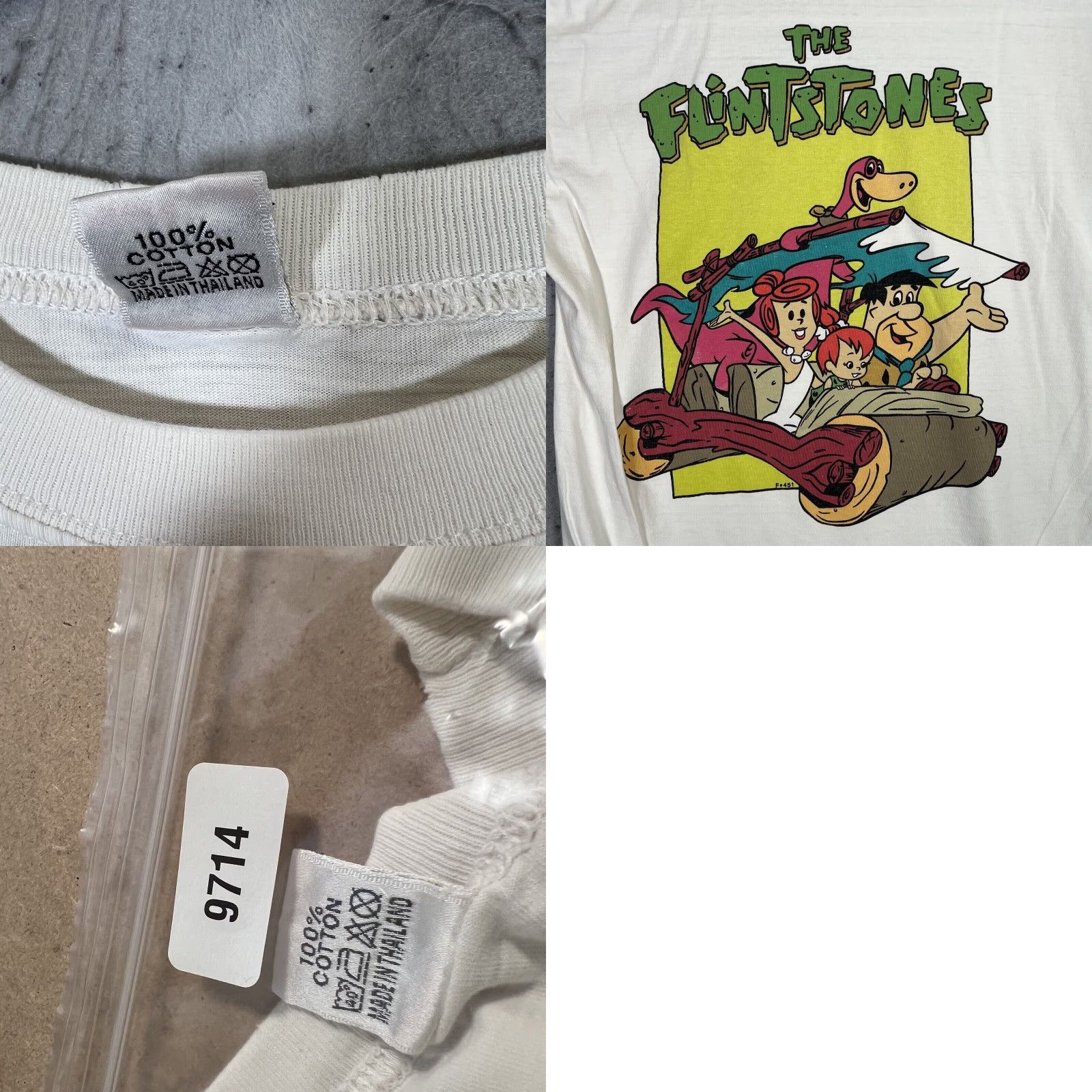 FRED VINTAGE The Flintstones T Shirt Cartoons Mens Short White Adult Large 90s Cartoon Graphic Print Mens Size US L / EU 52-54 / 3 - 8 Thumbnail