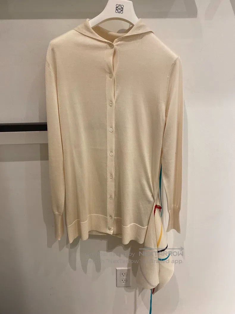 Loewe Loewe Milk White Silk Wool Design Open Cardigan Size XS / US 0-2 / IT 36-38 - 2 Thumbnail