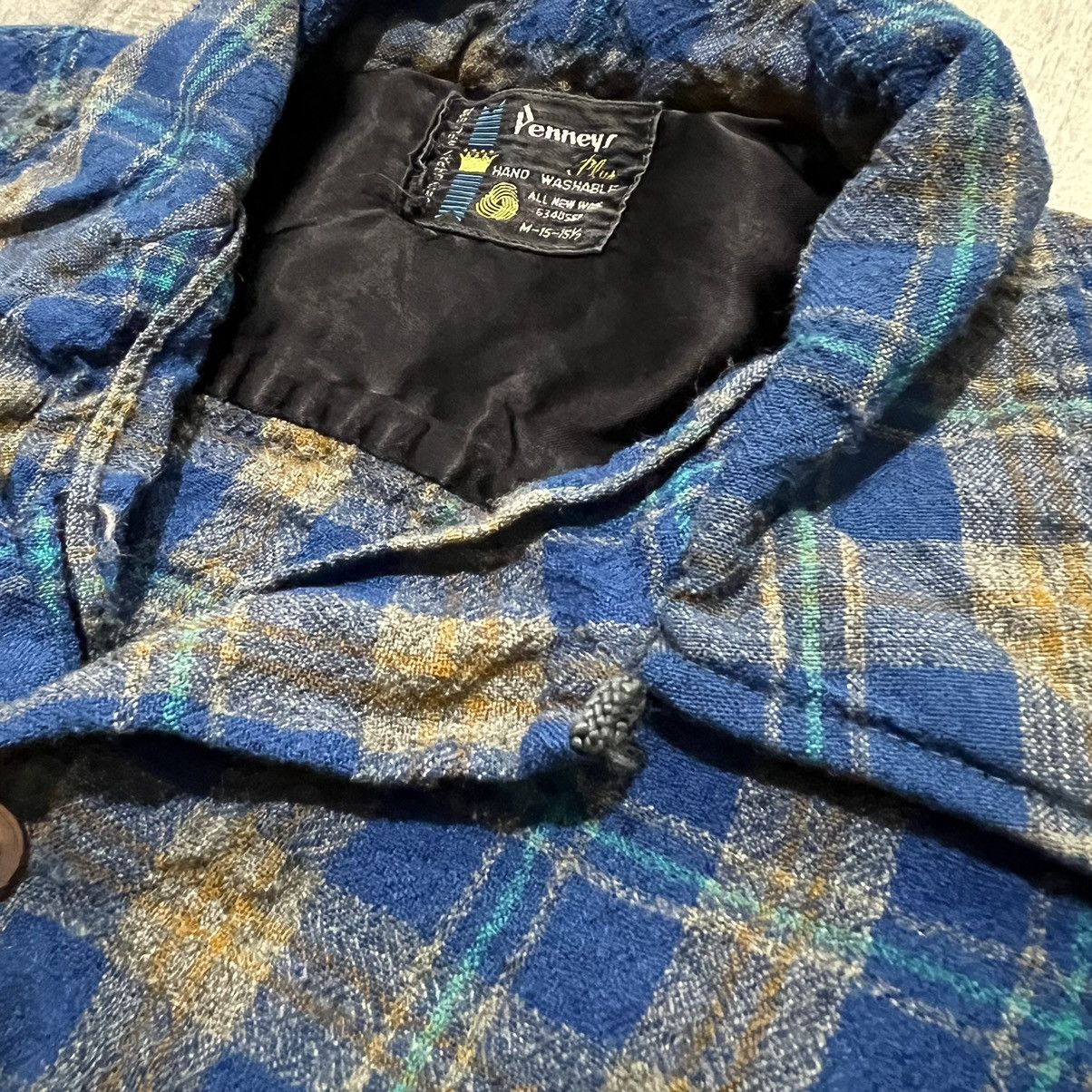 JCPenney × Vintage VTG Penneys Plus Blue Plaid Loop Collar 60s Flannel Shirt Size US M / EU 48-50 / 2 - 3 Thumbnail