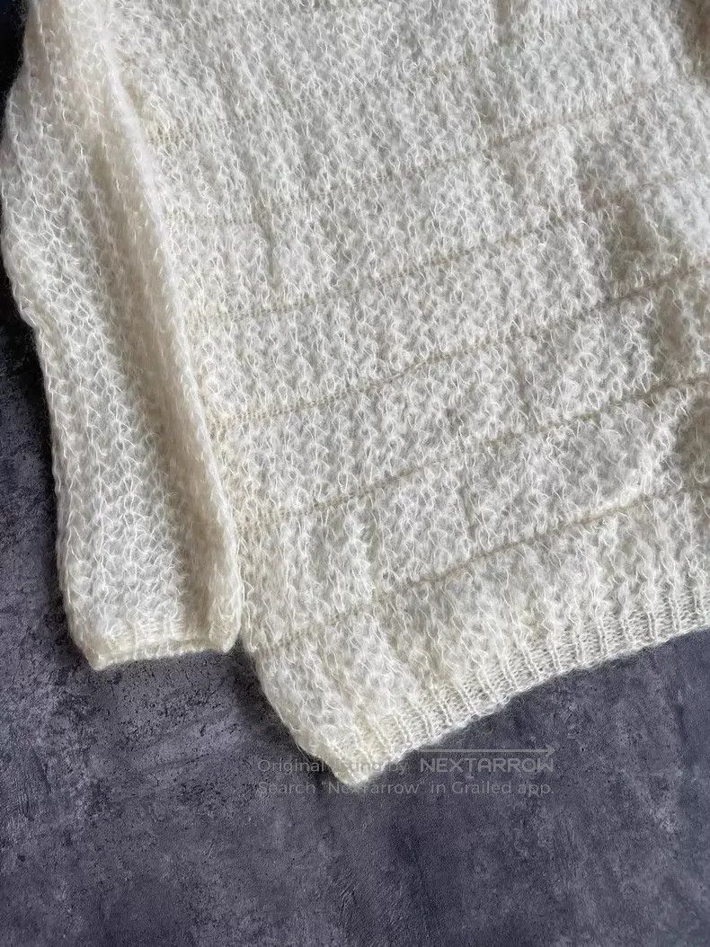 Saint Laurent Paris Saint Laurent Paris White Openwork Feather Pattern Wool Kn Size US M / EU 48-50 / 2 - 5 Thumbnail