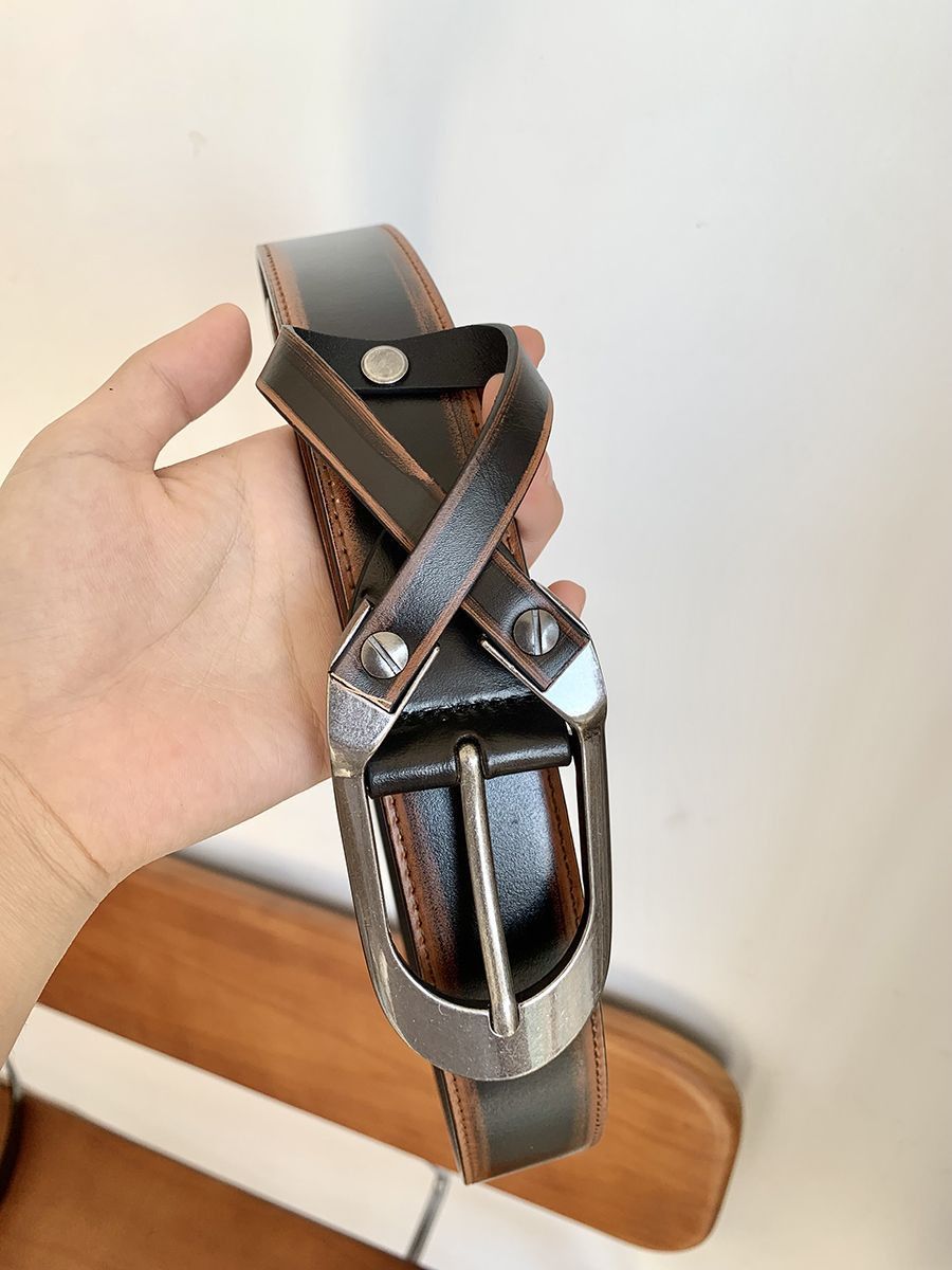 Designer New Trend Vintage Belt Riveted Belts Menswear Accessories Size ONE SIZE - 4 Thumbnail