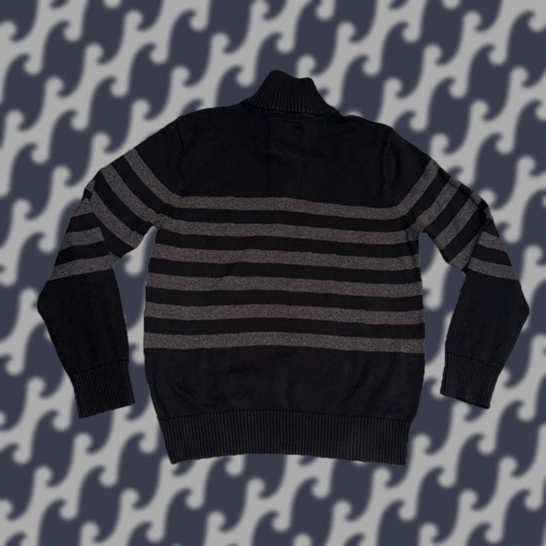 American Eagle Outfitters American Eagle Outfitters Sweater Men’s Black Gray Striped Athletic Fit Quarter Zip XL Size US XL / EU 56 / 4 - 1 Thumbnail