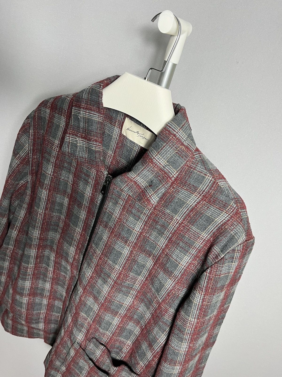 Other Check necessity sense jacket plaid tweed mens red gray zip Size US M / EU 48-50 / 2 - 2 Thumbnail