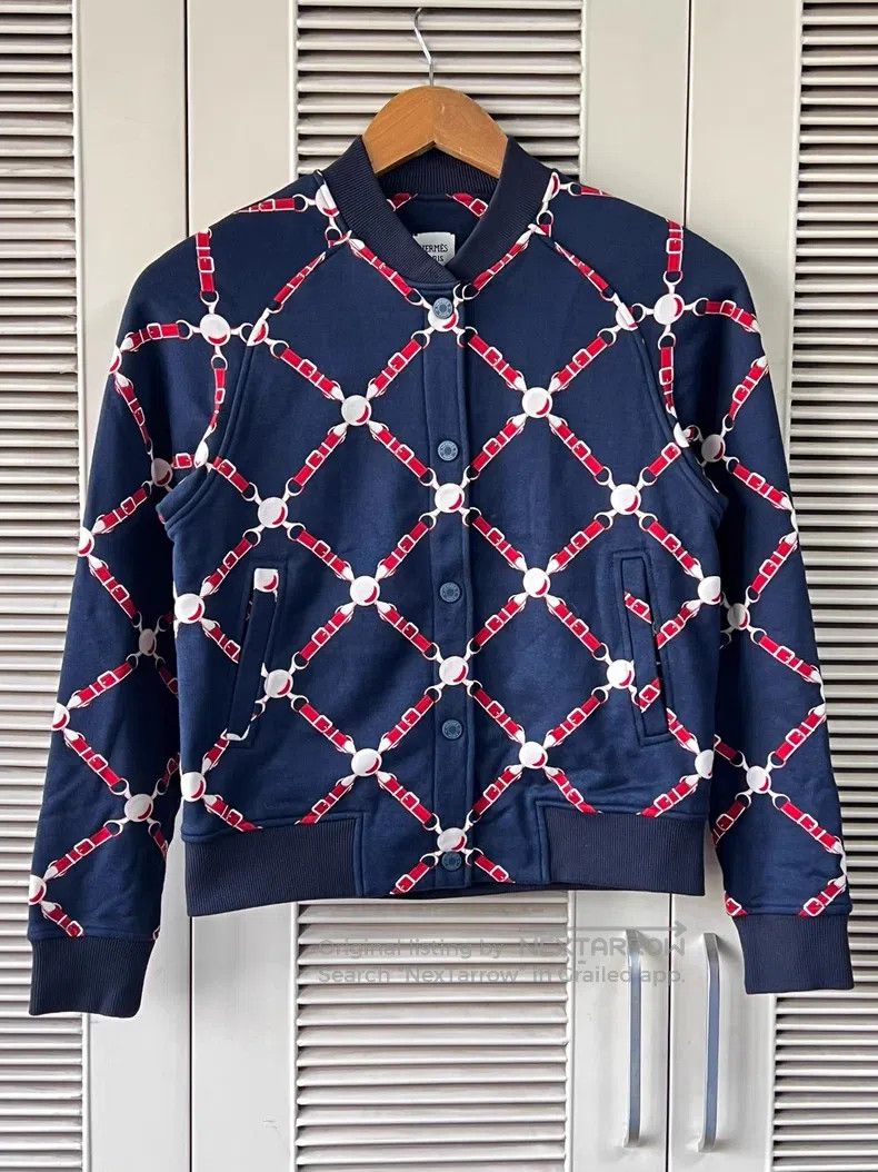 Hermes Hermes Women's chain print jacket, blue Size XXS / US 00 / IT 34 - 1 Thumbnail