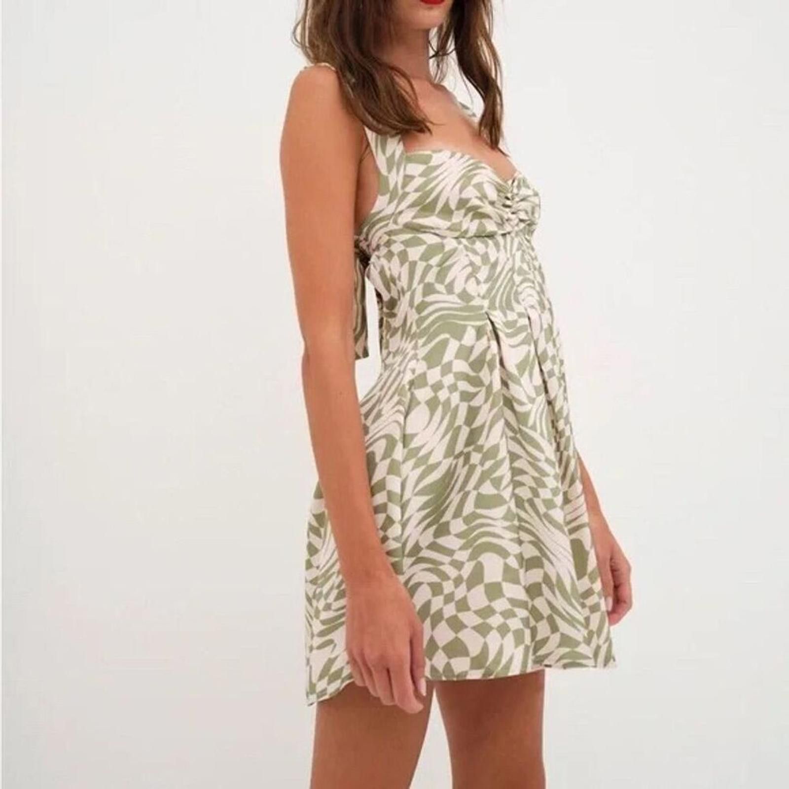 Other For Love and Lemons Women's L Green Leaf Print Mini Dress L Size L / US 10 / IT 46 - 2 Thumbnail