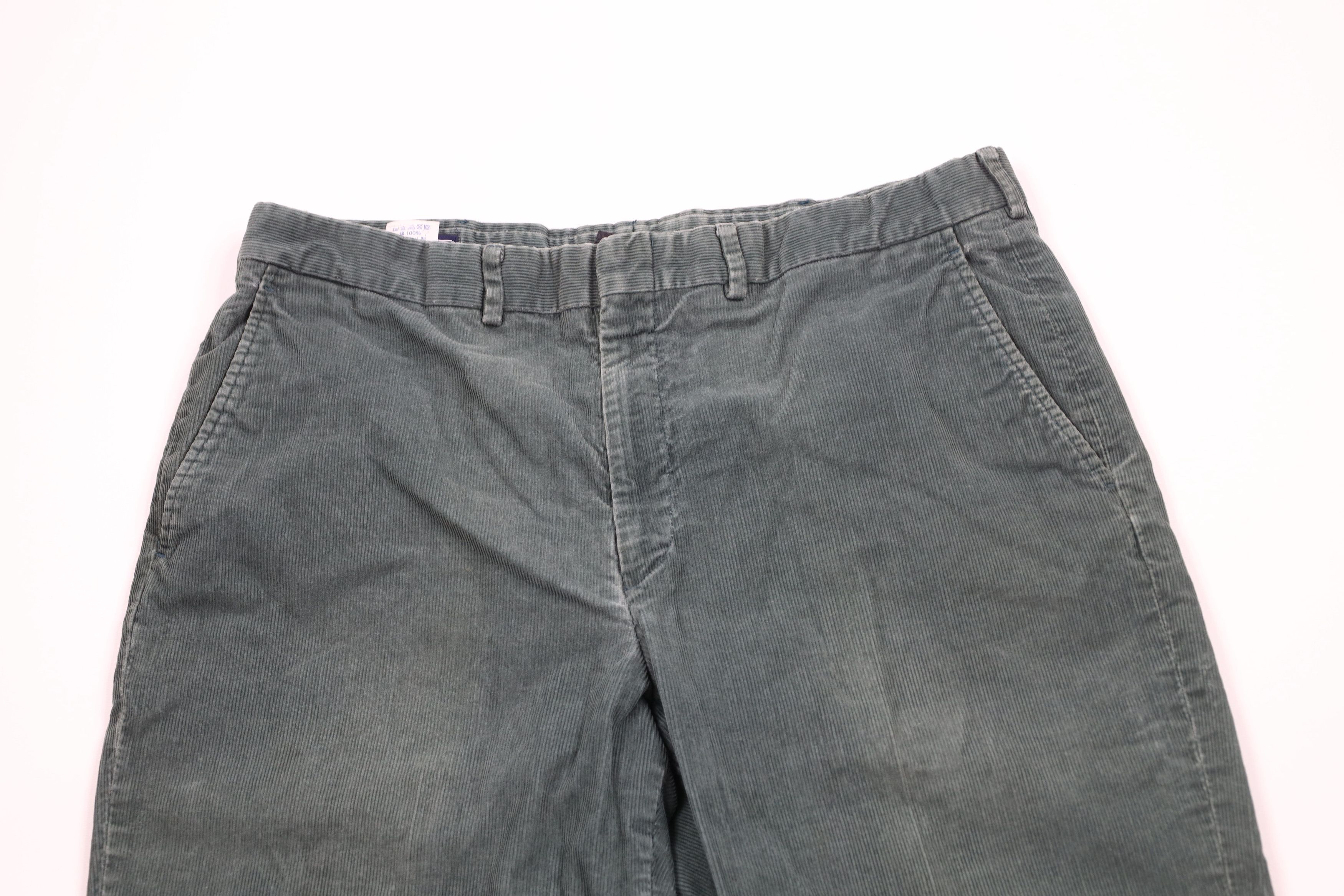 Lands' End × Vintage Vintage 90s Lands End Wide Leg Corduroy Chino Pants Green Size US 36 / EU 52 - 2 Thumbnail