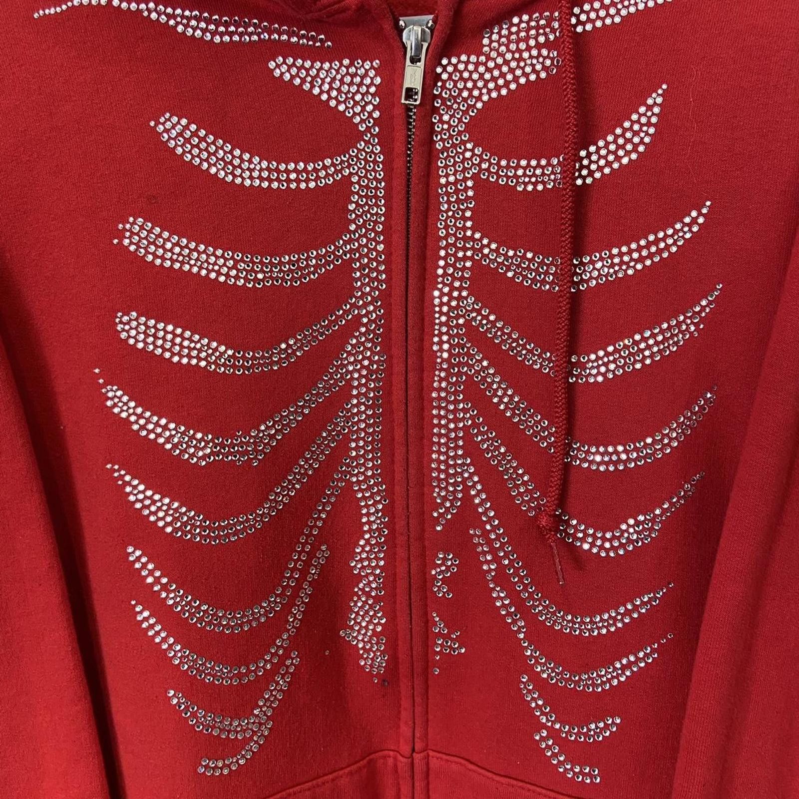Jerzees Y2k jerzees rhinestone skeleton zip up hoodie sweatshirt M Size M / US 6-8 / IT 42-44 - 2 Thumbnail