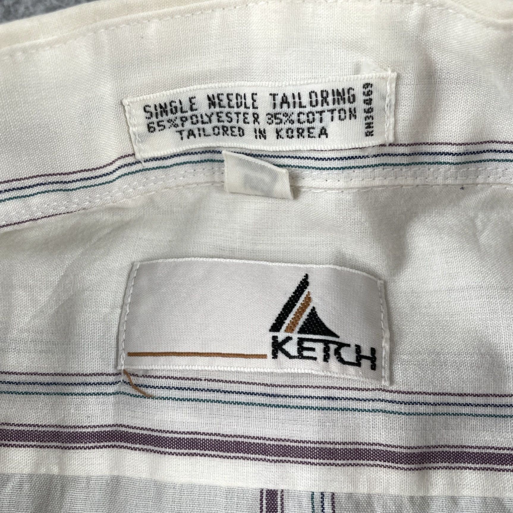 Vintage VINTAGE Ketch Long Sleeve Button Shirt White Vertical Purple Stripes 15.5 Large Shirt Mens Vintage Size US L / EU 52-54 / 3 - 4 Thumbnail