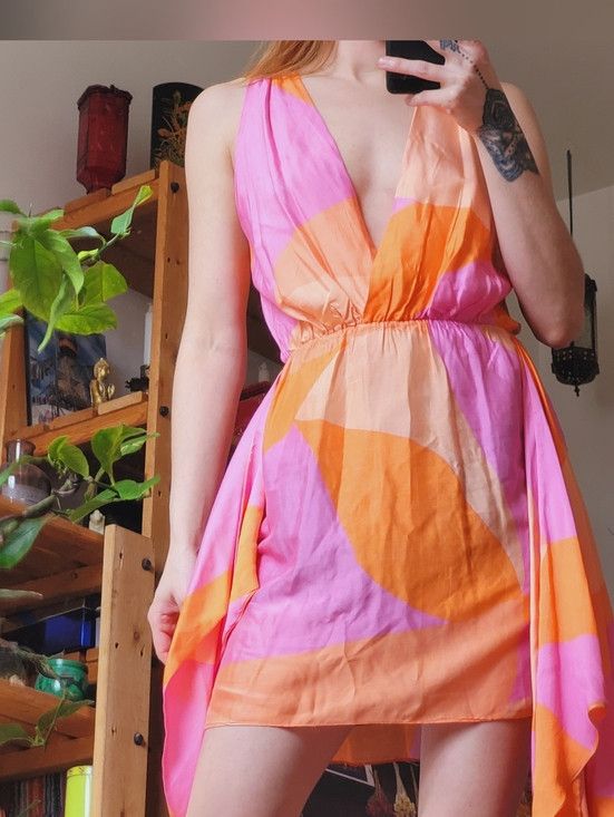 Other Vix By Paula Hermanny Silk Blend Mini Orange Dress - XS/2 Size XS / US 0-2 / IT 36-38 - 1 Thumbnail