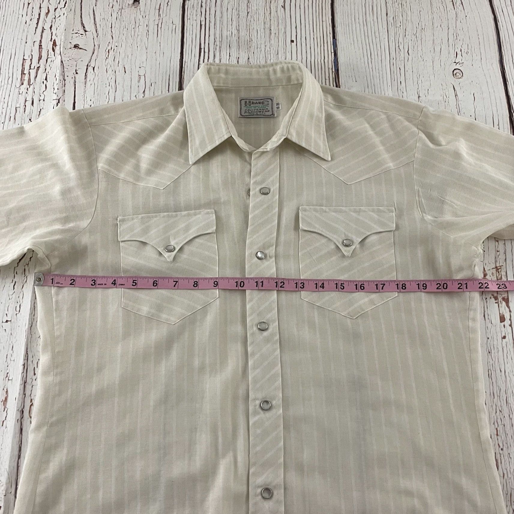 Vintage VINTAGE H Bar C Striped Long Sleeve Snap Button Front Shirt Men's 16-35 Beige Size US L / EU 52-54 / 3 - 5 Thumbnail