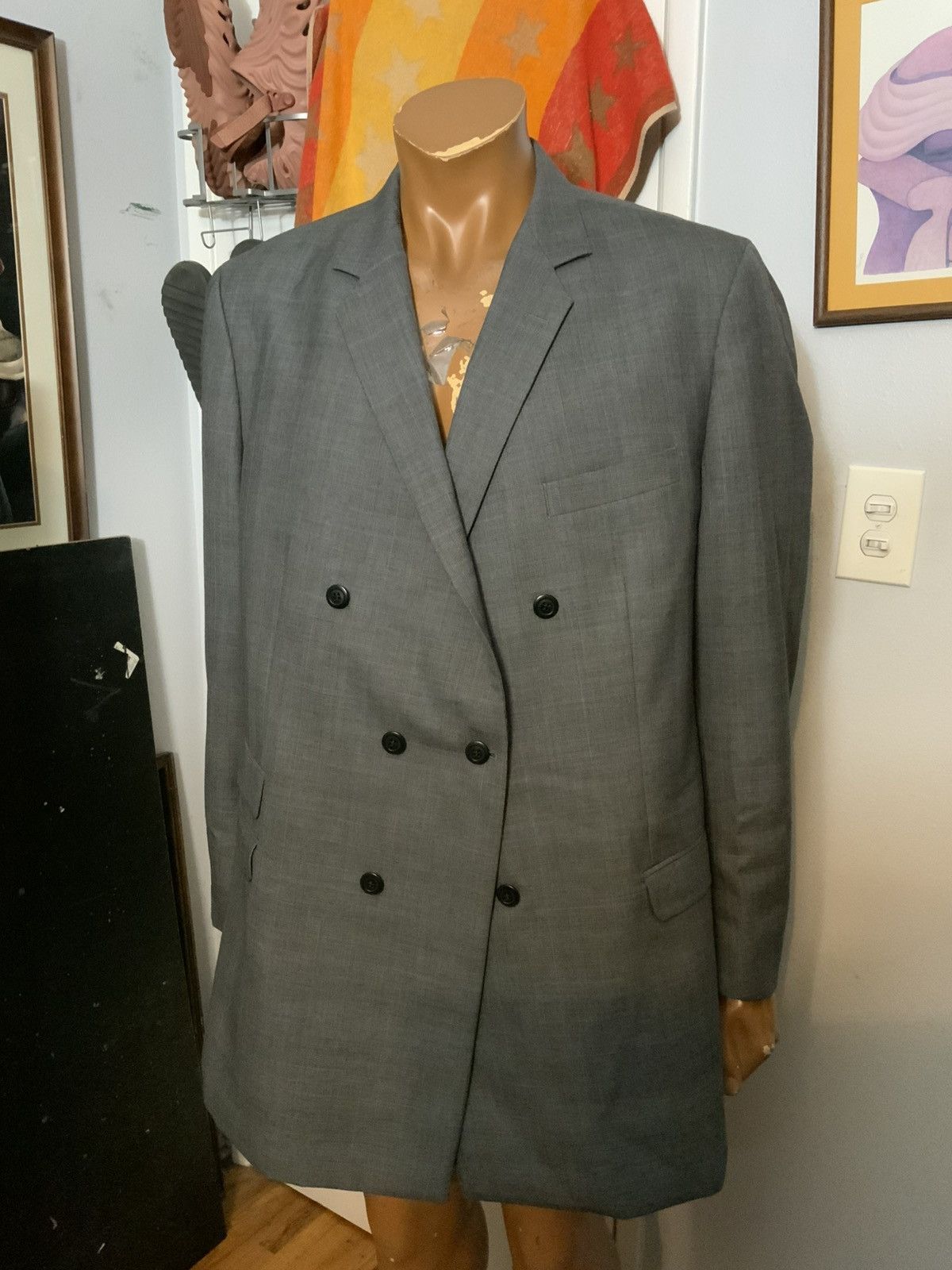 Designer Oliver Wicks 100 Year Wool Double Breasted Blazer Jacket Size 52R - 9 Thumbnail