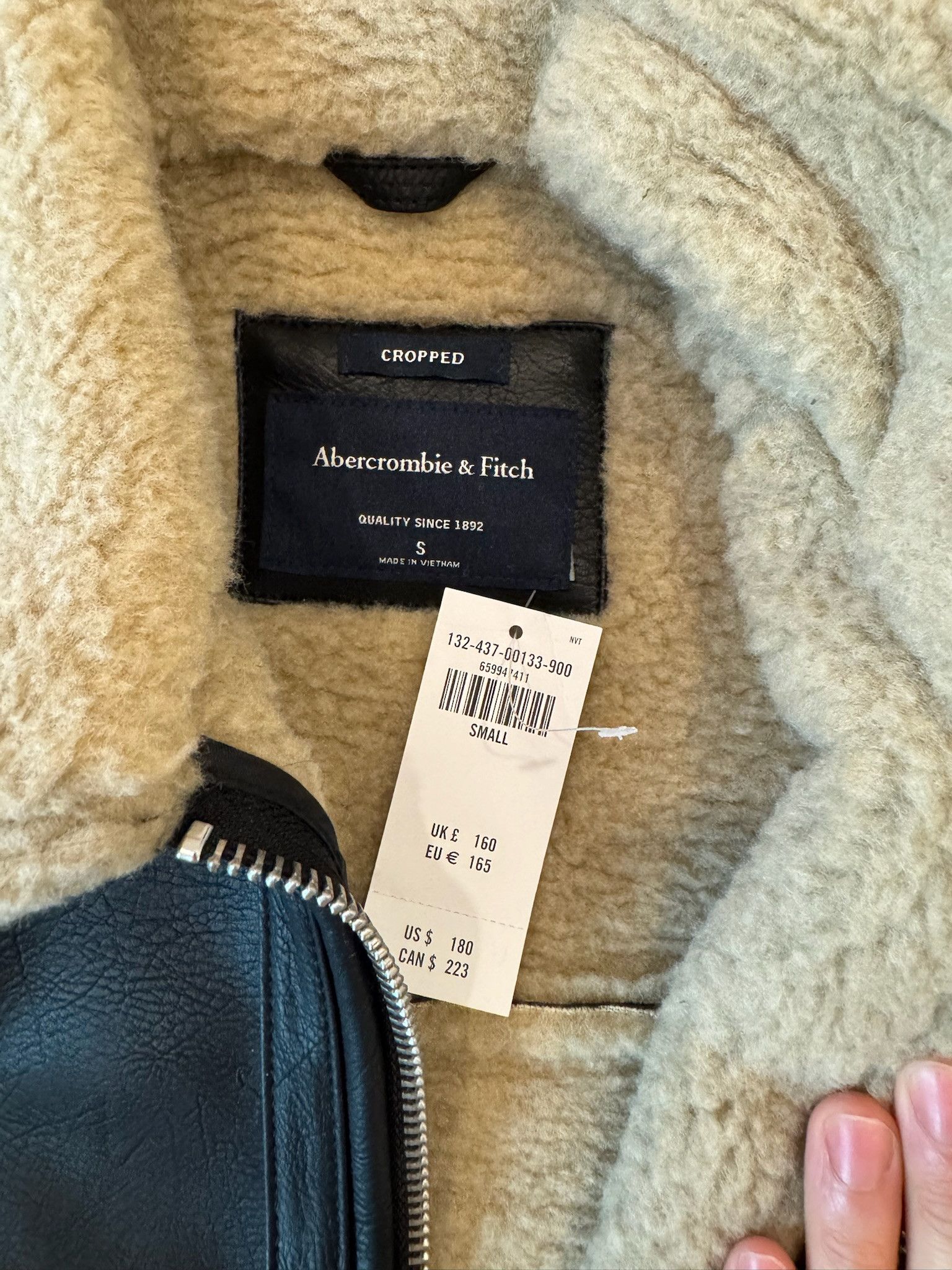Abercrombie & Fitch Abercrombie Black Vegan Leather Shearling Jacket Size US S / EU 44-46 / 1 - 2 Thumbnail