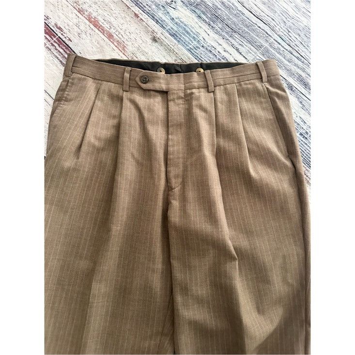 Lands' End Vintage Lands’ End 100% Wool Tailored Pleat Front Dress Pant Size US 35 - 4 Thumbnail