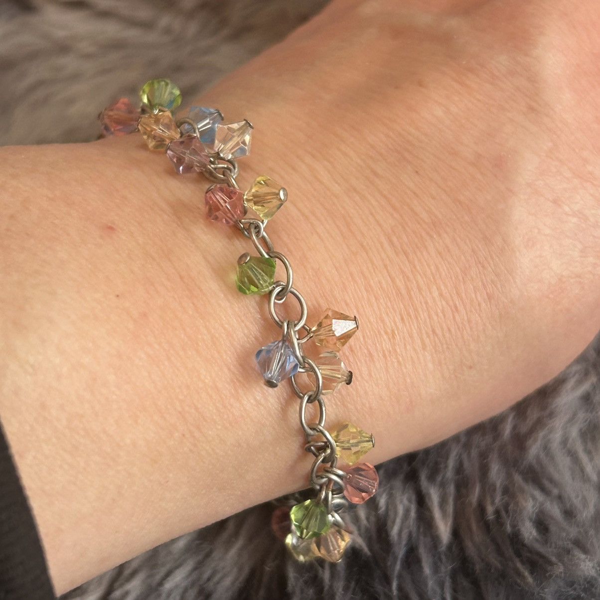 Vintage Pastel crystal 925 sterling silver bracelet Size ONE SIZE - 1 Thumbnail