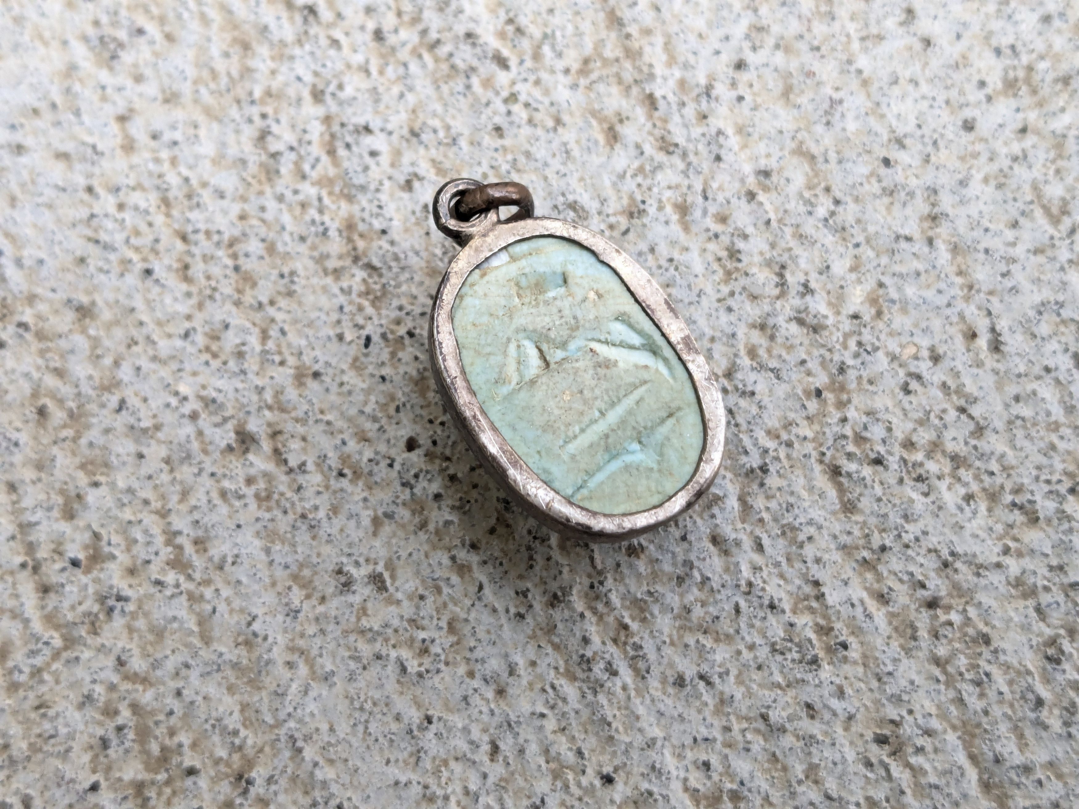 Jewelry × Vintage Scarab Pendant Blue Stone Egypt Kemet Oval Size ONE SIZE - 3 Thumbnail