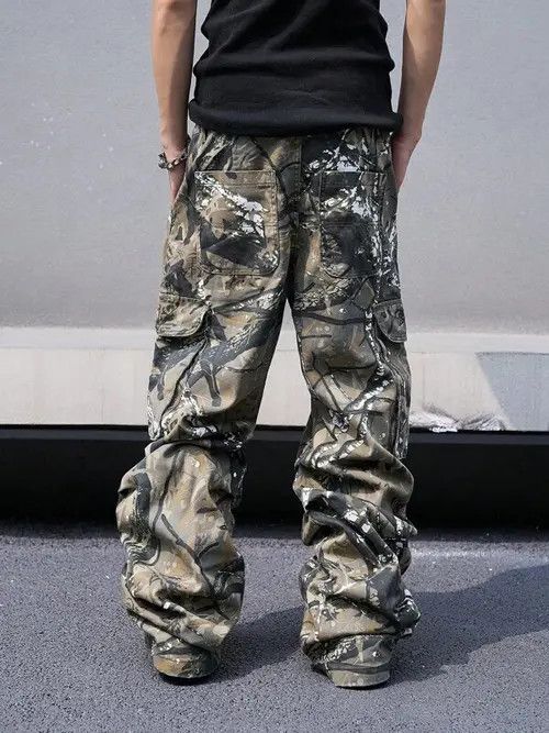 Japanese Brand Camo Baggy Cargo Workwear Size US 35 - 4 Thumbnail