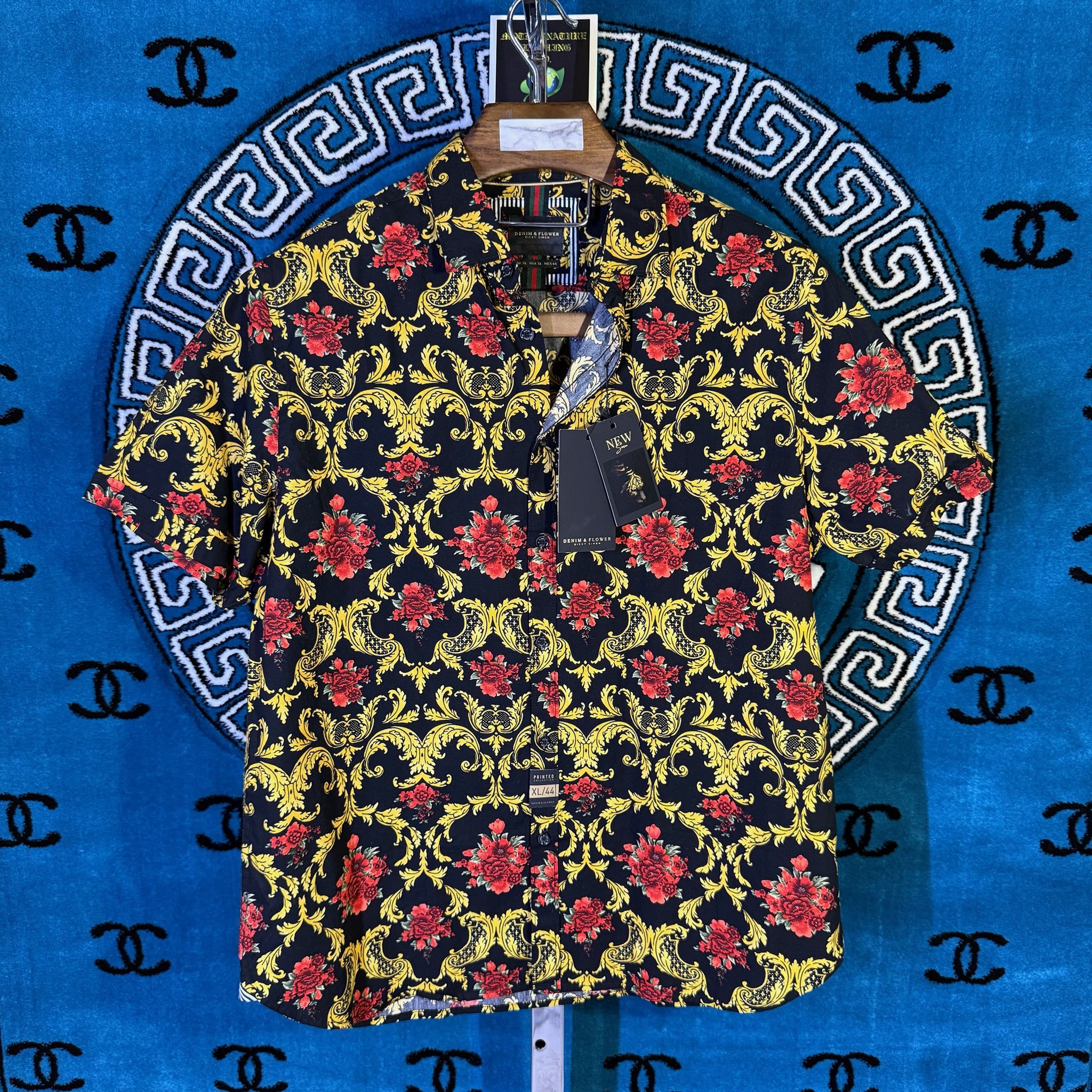 Denim & Flower THE BAROQUE FILIGREE DAMASK ROSES PRINT SHIRT Size US XL / EU 56 / 4 - 1 Preview