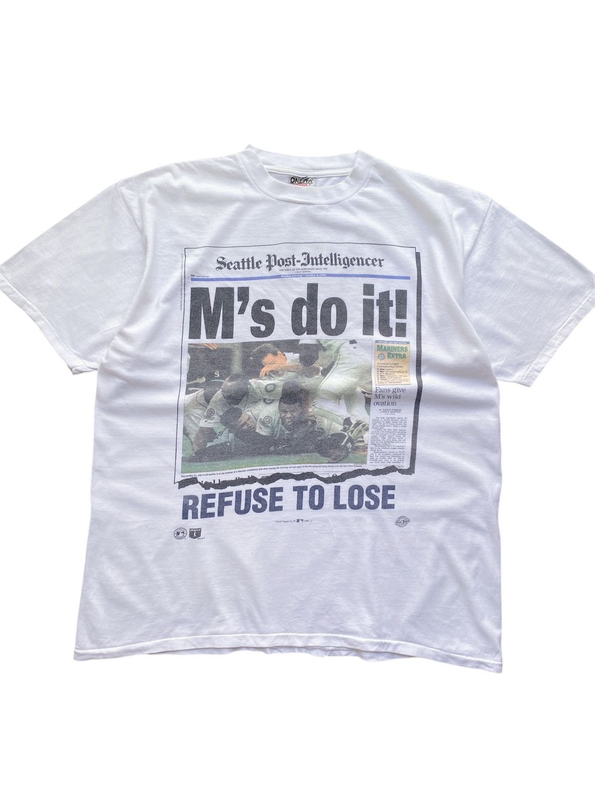 MLB × Salem Sportswear × Vintage Vintage 1995 Seattle Mariner Newspaper Size US XL / EU 56 / 4 - 1 Thumbnail