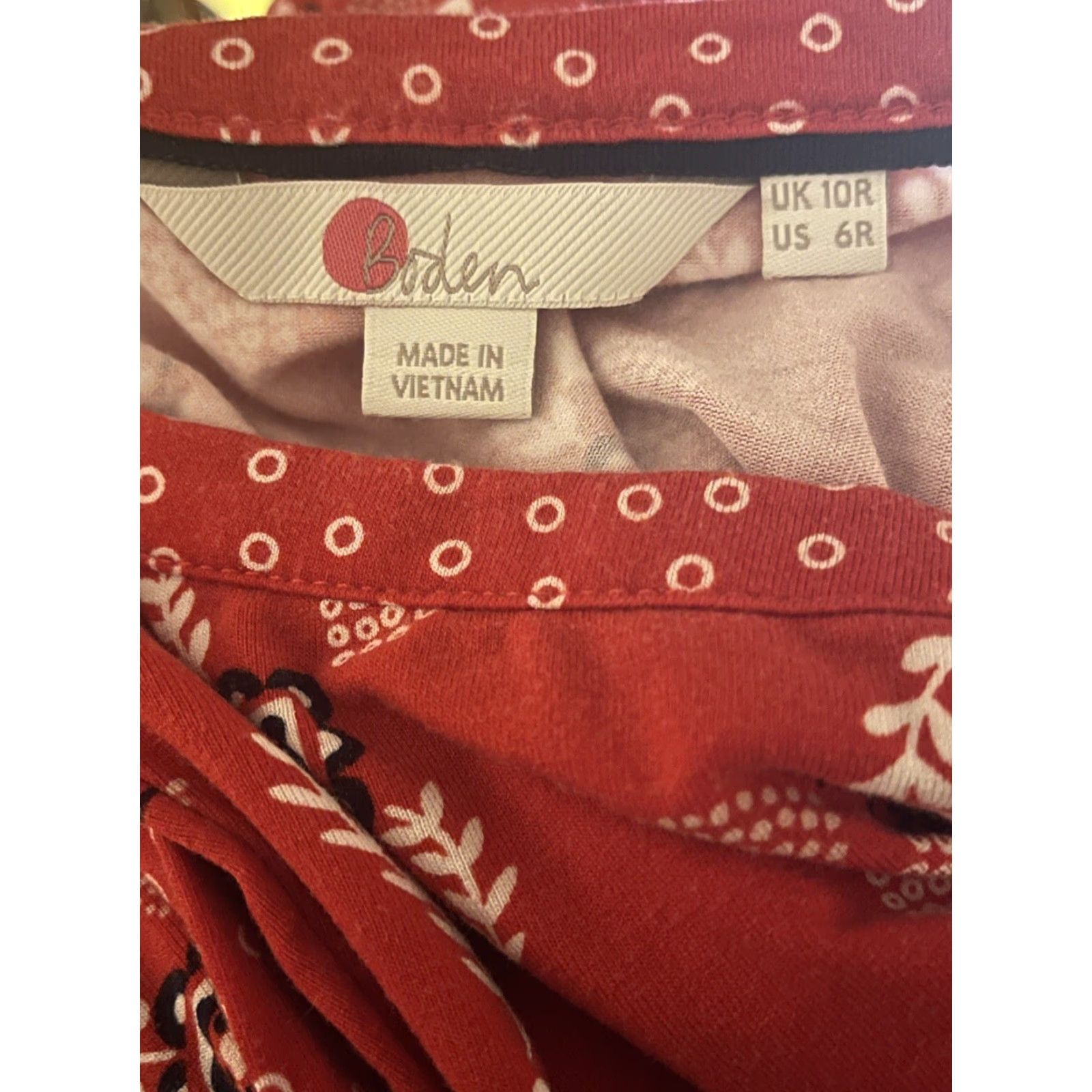 Boden Boden Shirt Dress Womens Jersey 6 Red Floral 3/4 Sleeve Short Dress Length Vintage? (But vintage rule only if item vintage; not applicable) Size M / US 6-8 / IT 42-44 - 3 Thumbnail