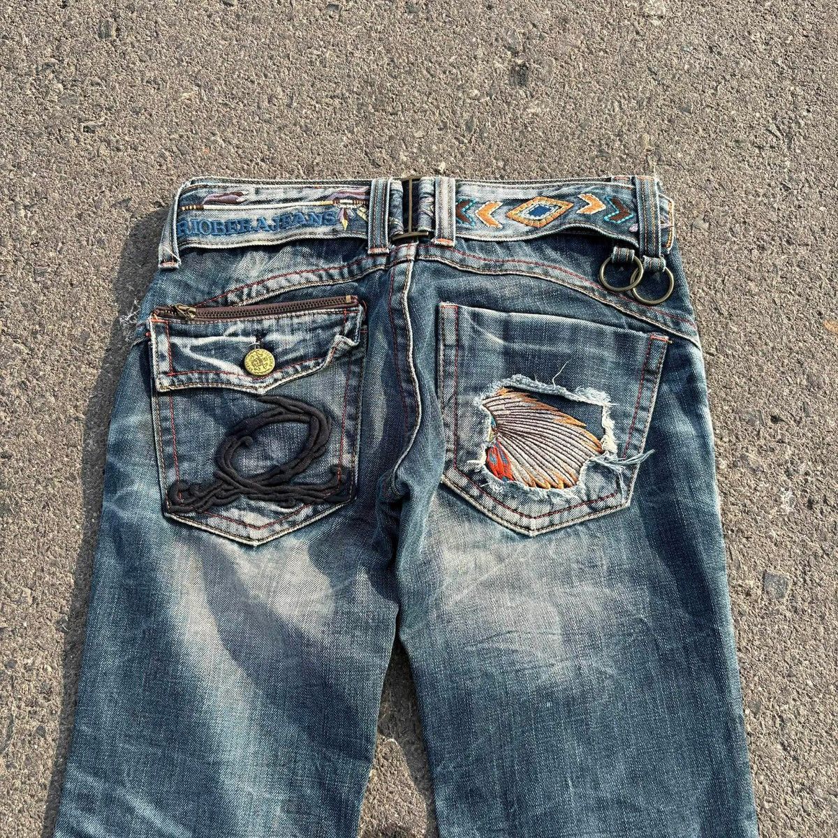 Tornado Mart ❌SOLD❌RIOBERA Flare Jeans Distressed Skull Button 30 Size US 30 / EU 46 - 18 Thumbnail