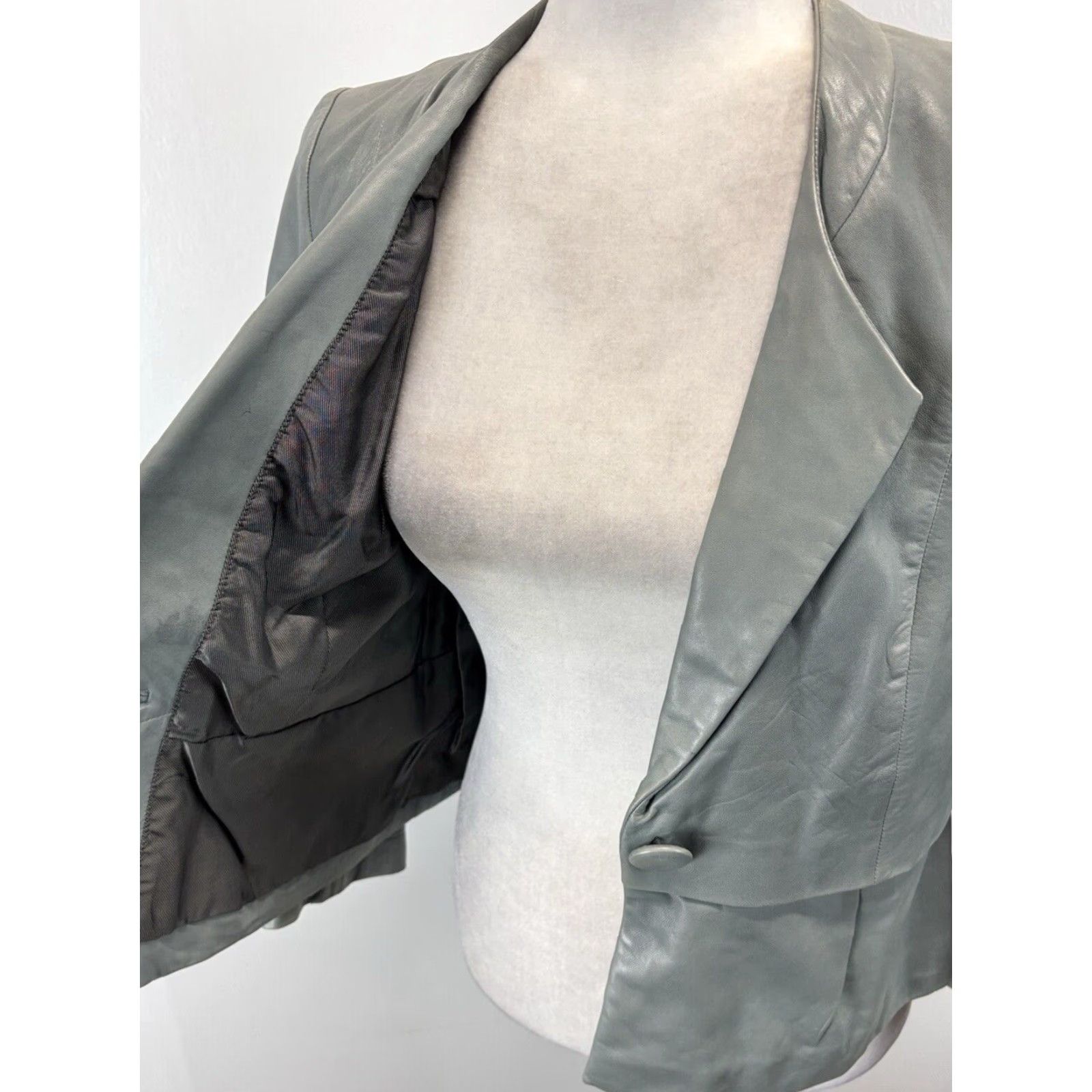 Vintage Women's Leather Blazer Jacket Small Gray Classiques Entier Size S / US 4 / IT 40 - 6 Thumbnail
