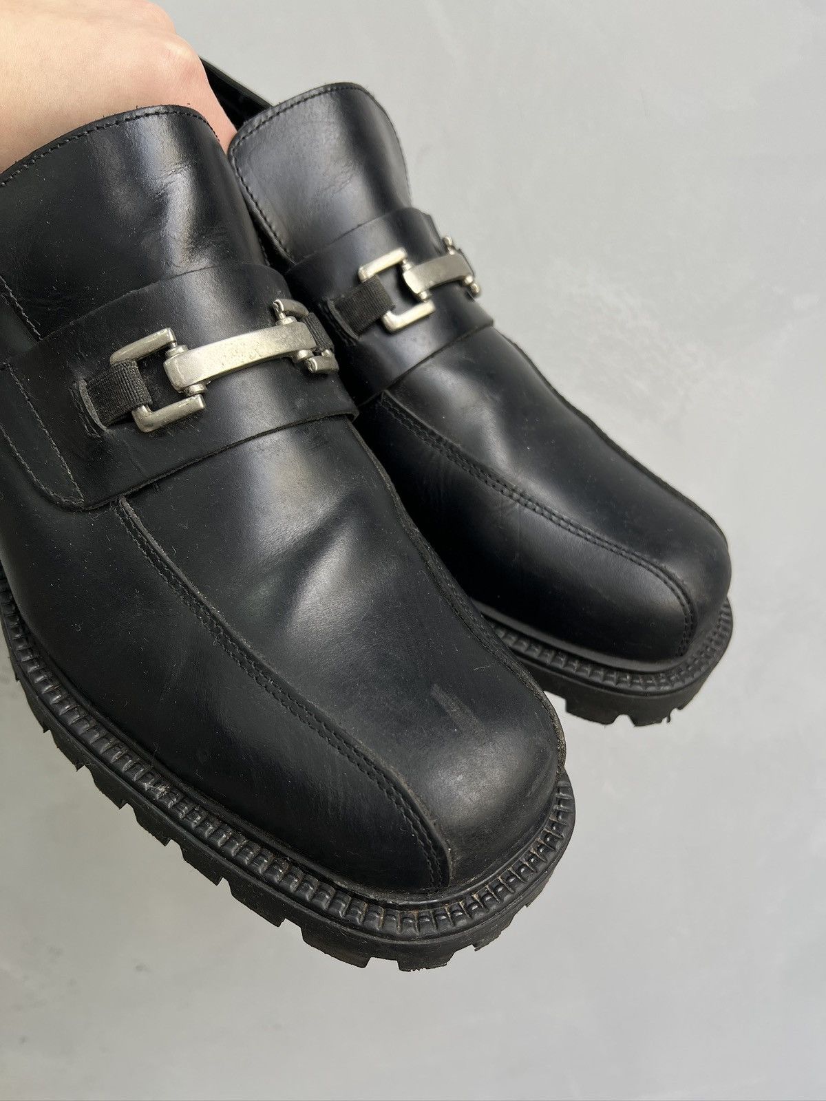 New Rock Black leather platform avant Garde boots y2k style new rock Size US 12.5 / EU 45-46 - 3 Thumbnail
