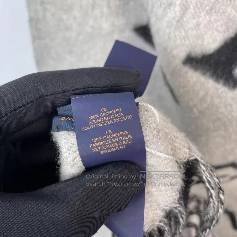 Louis Vuitton Louis Vuitton Black and grey full-print cashmere double-si Size ONE SIZE - 8 Thumbnail