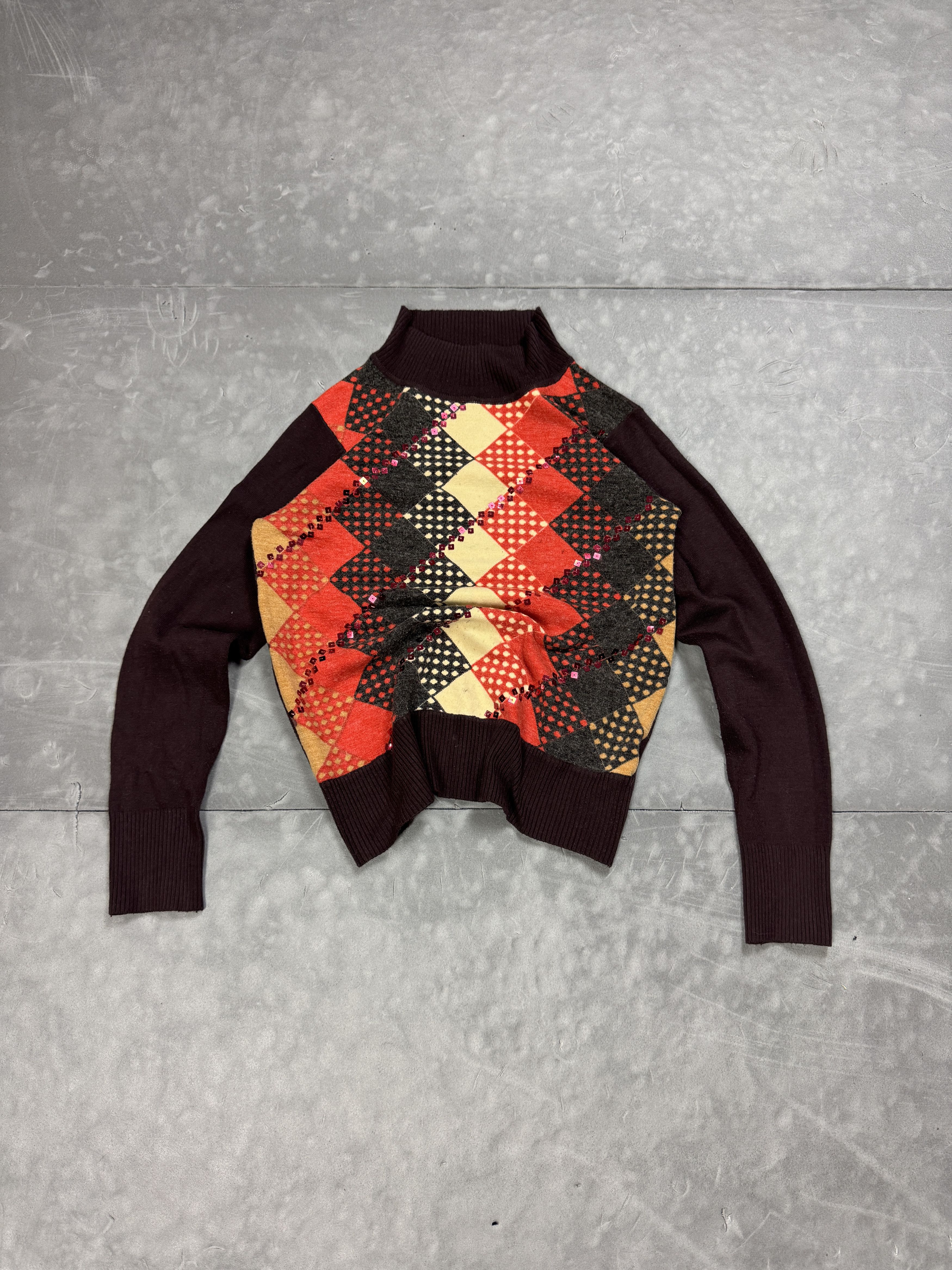 Vintage Vintage y2k diamond print sweater retro 90s 80s Size S / US 4 / IT 40 - 1 Thumbnail