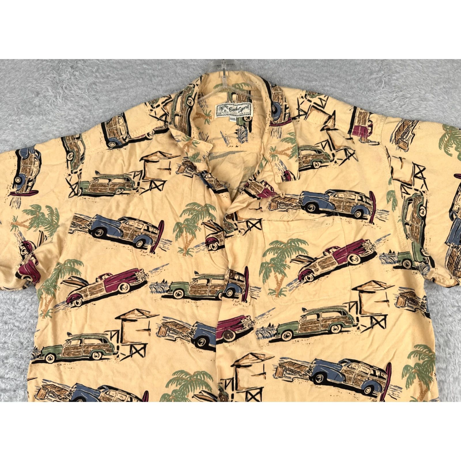 Vintage VINTAGE Beck Sport Shirt Men Yellow 2XL Floral Cars Hawaiian Short Sleeve Button-Up Size US XXL / EU 58 / 5 - 4 Thumbnail