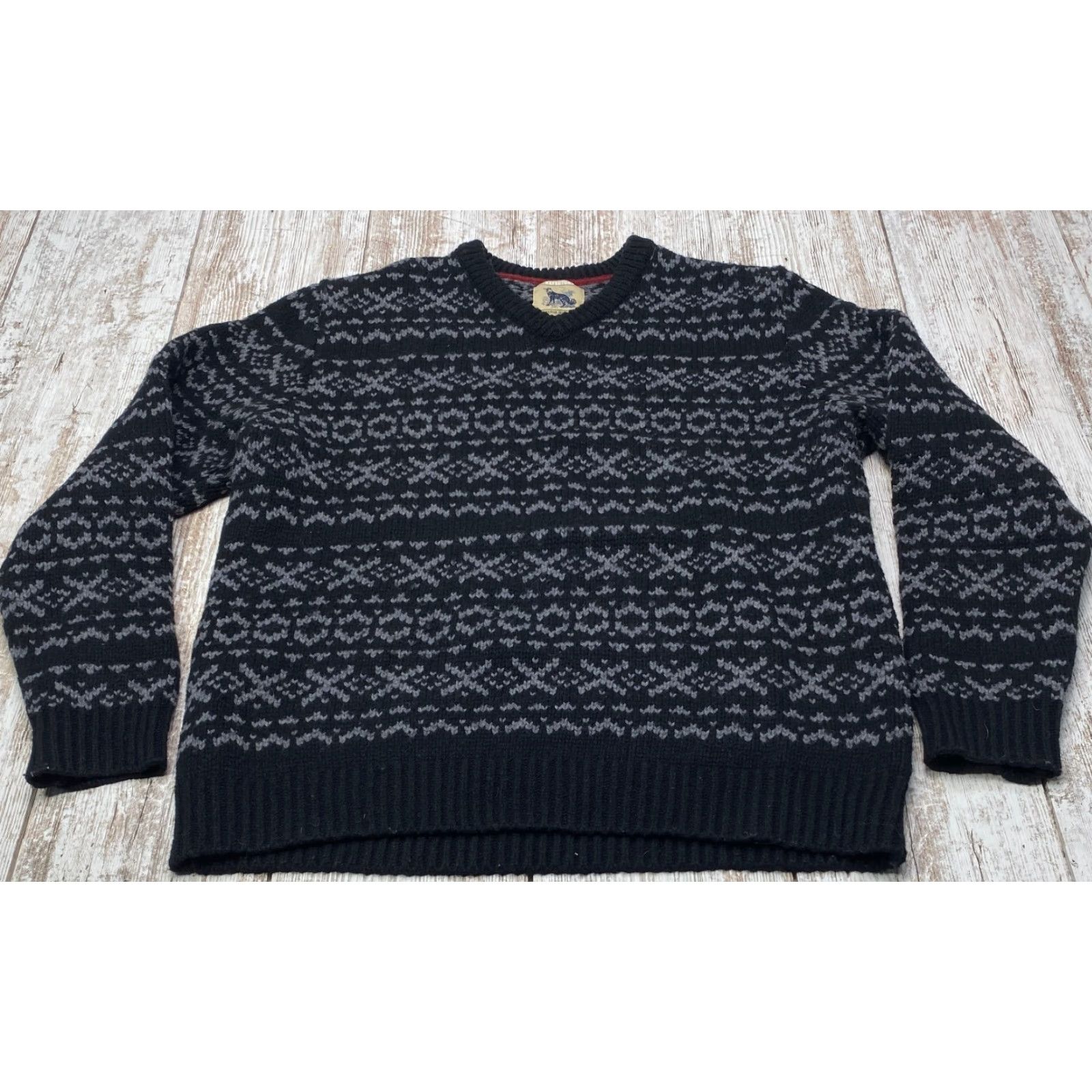 Vintage VINTAGE Refectory Sweater Mens Large Black Lambs Wool Fair Isle Nordic Icelandic 7573 Size US L / EU 52-54 / 3 - 2 Thumbnail