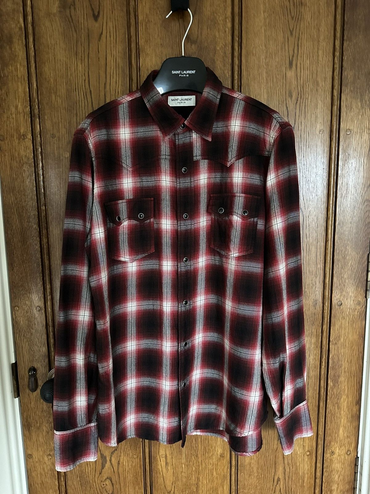 Saint Laurent Paris FW16 Saint Laurent Palladium red black flannel Hedi L Size US L / EU 52-54 / 3 - 2 Thumbnail