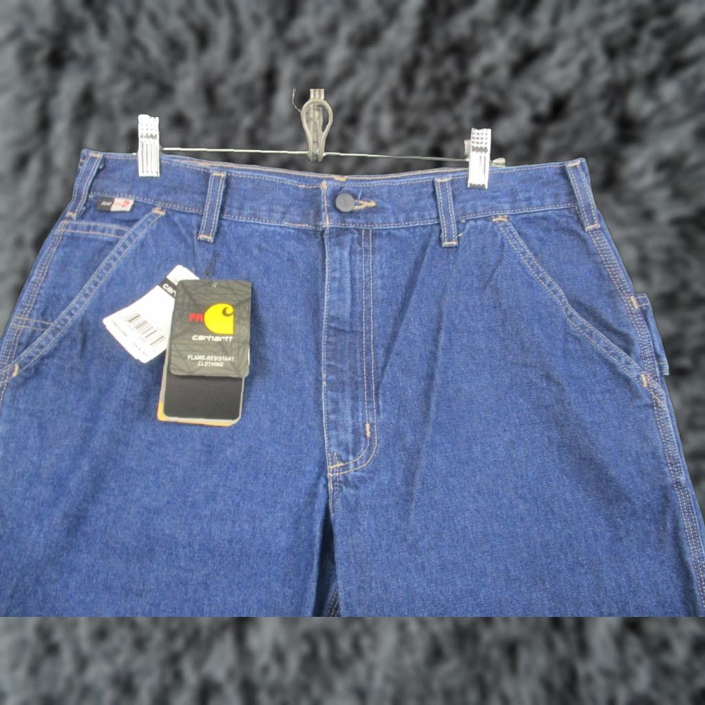 Carhartt Carhartt FR Denim Dungaree Jeans 34x30 Mens Blue Original Fit Work FRB13-DNM Size US 34 / EU 50 - 1 Thumbnail