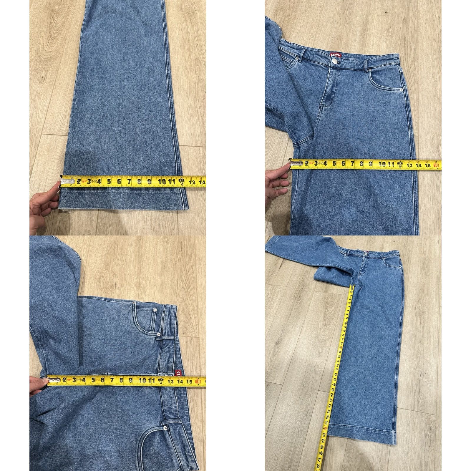 Staud STAUD Blue Denim Wide-Leg Jeans Women's 12 Jeans Blue Wide-Leg 33in Inseam Womens Denim Pant) Size 34" / US 12 / IT 48 - 9 Thumbnail