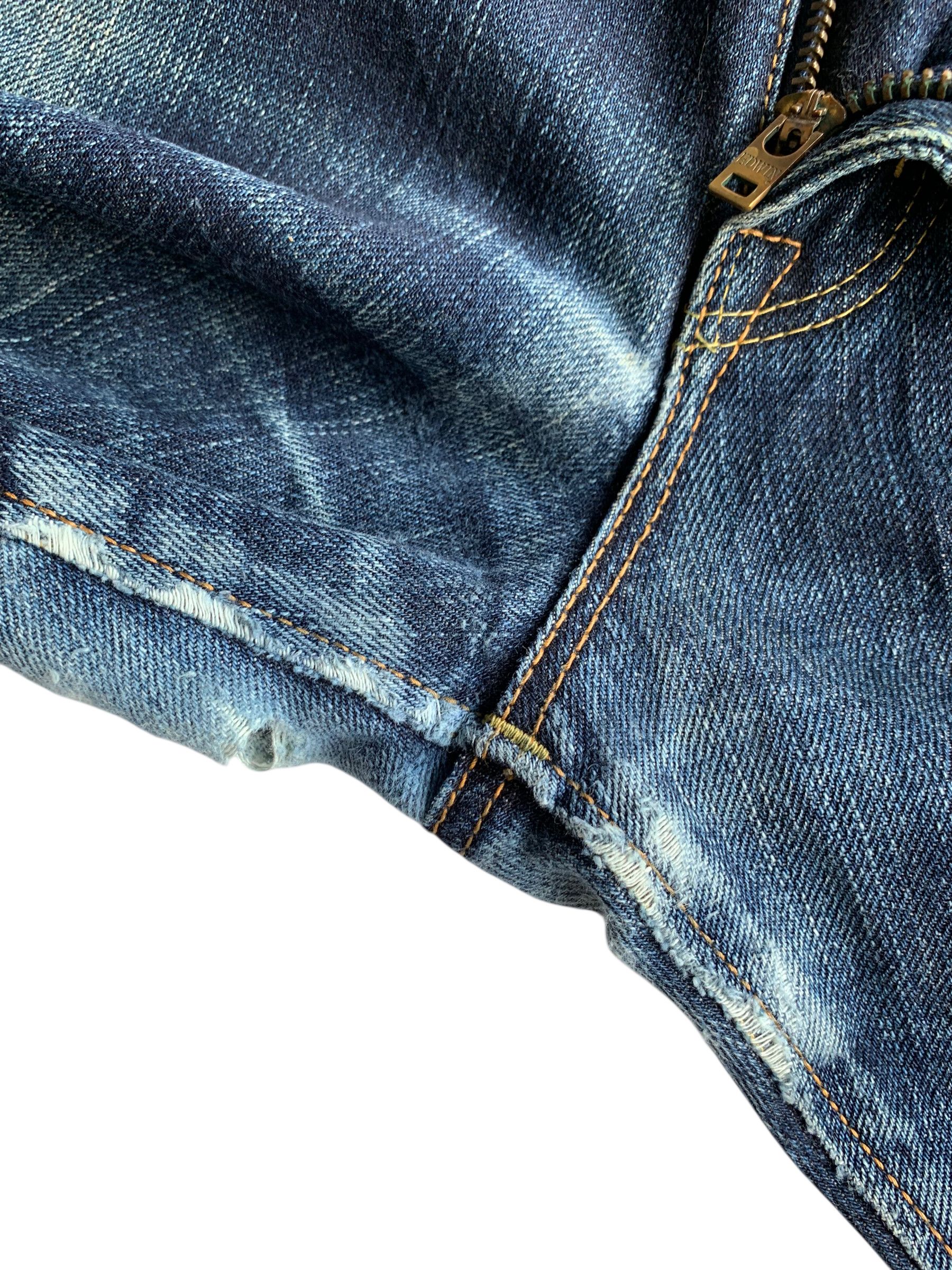 Kapital EDWIN SELVEDGE 505zx FADED &RUSTY DISTRESSED DENIM Size US 33 - 22 Thumbnail