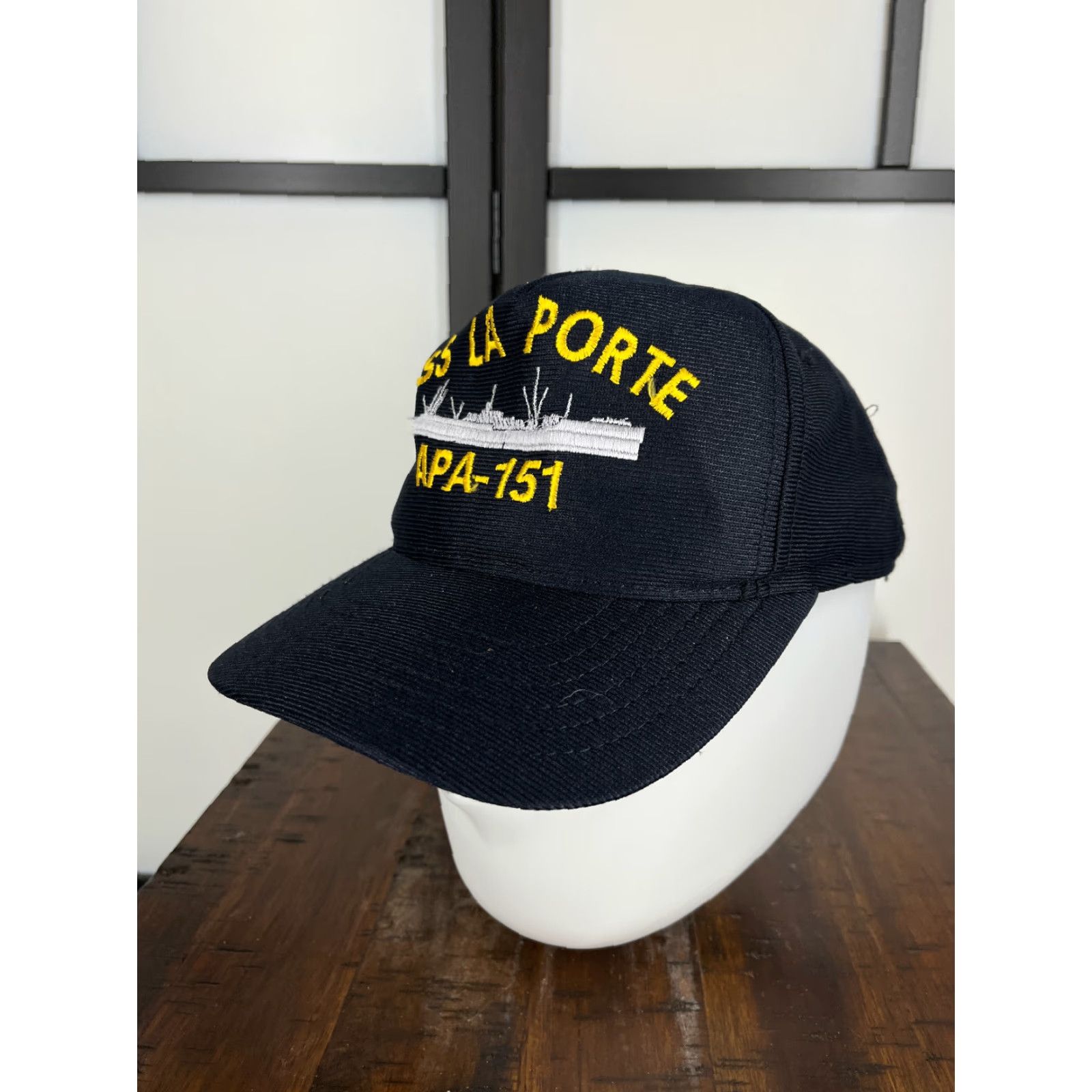 Vintage USS La Porte Hat Cap Snap Back Adult Blue Navy Haskell Class Attack Transport Size ONE SIZE - 4 Thumbnail