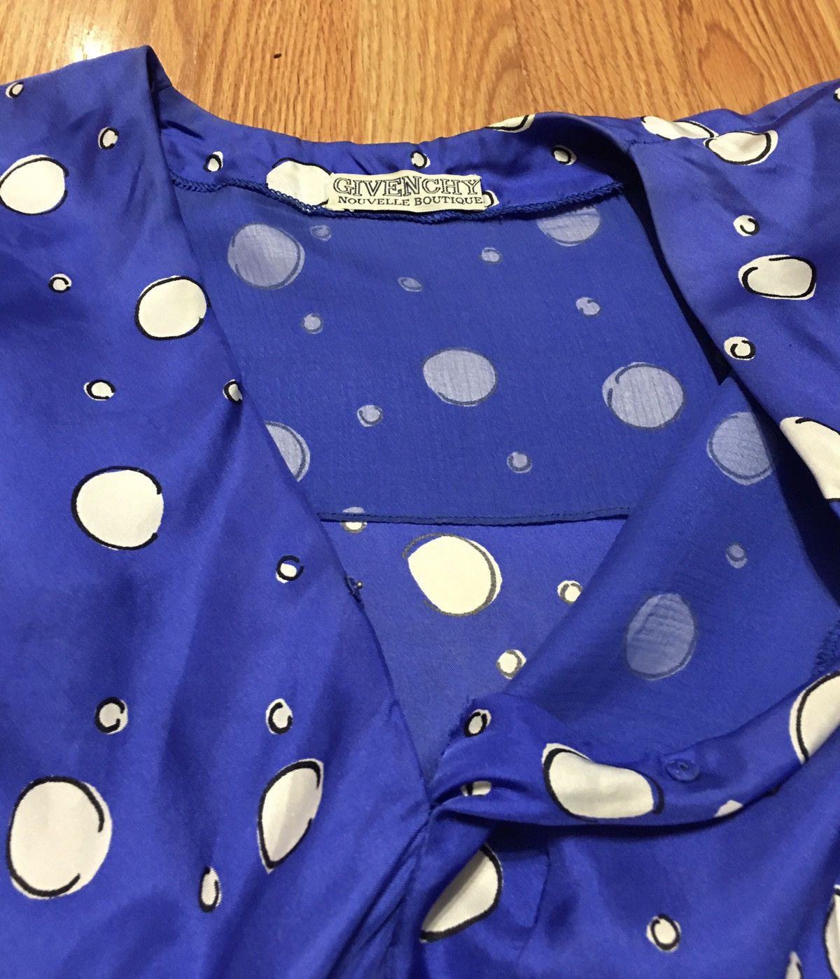Givenchy × Vintage Givenchy Nouvelle Boutique Silk DressBlue White Polka Dots Size S / US 4 / IT 40 - 10 Thumbnail