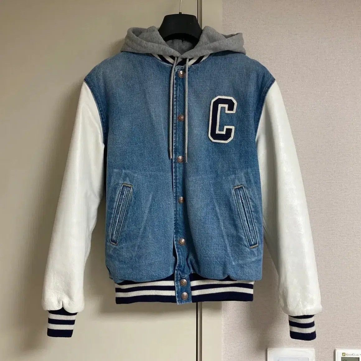 Celine Celine 24SS leather sleeve denim varsity jacket sz XS Size US XS / EU 42 / 0 - 4 Thumbnail